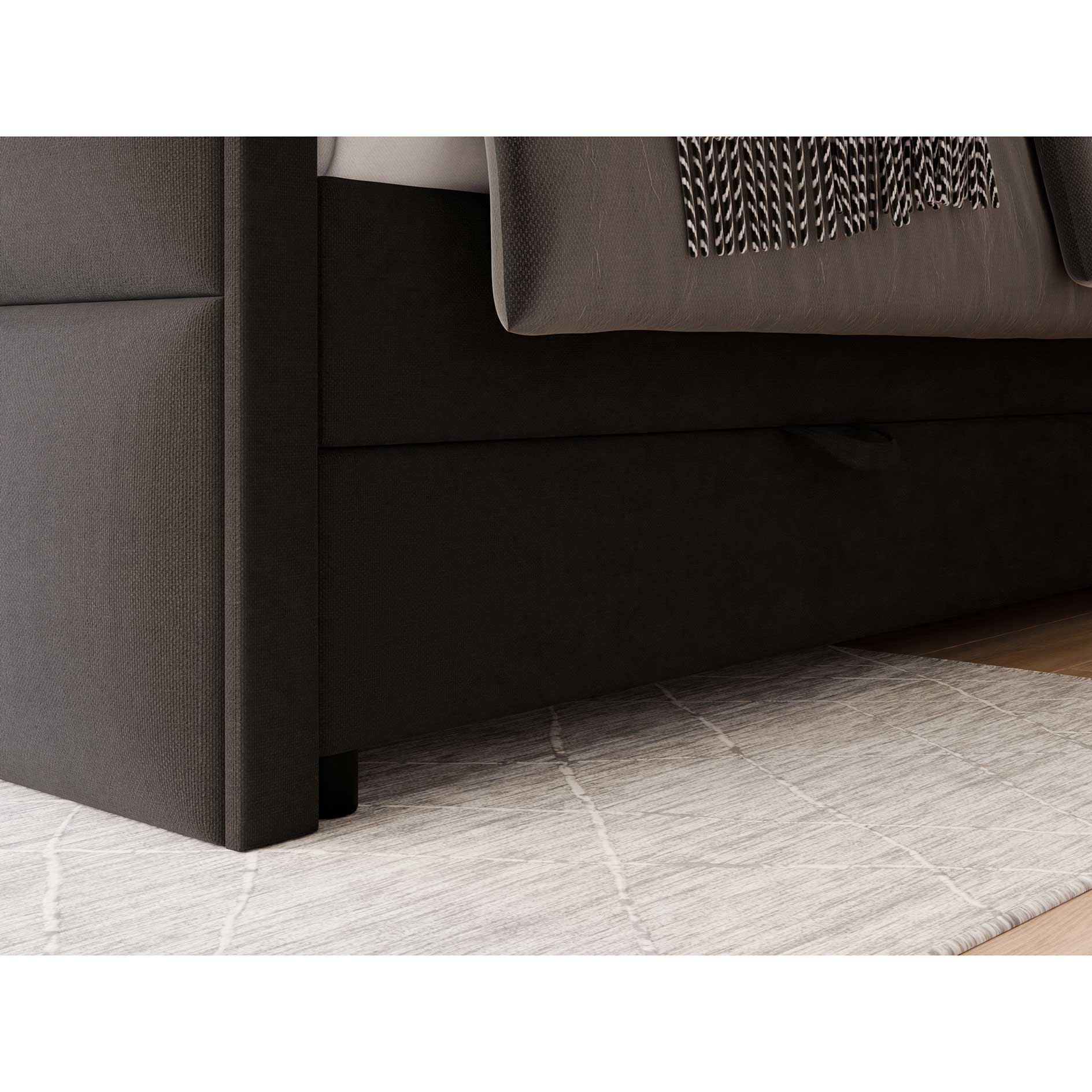 Boxspringbett - schwarz - Bettkasten - H3 - 180x200 cm