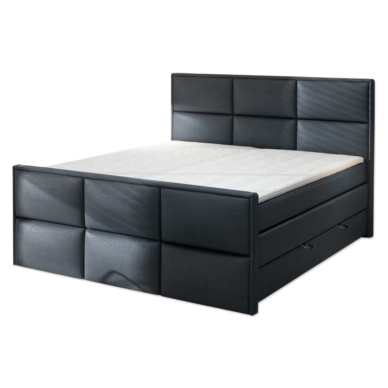 Boxspringbett - schwarz - Bettkasten - H3 - 180x200 cm