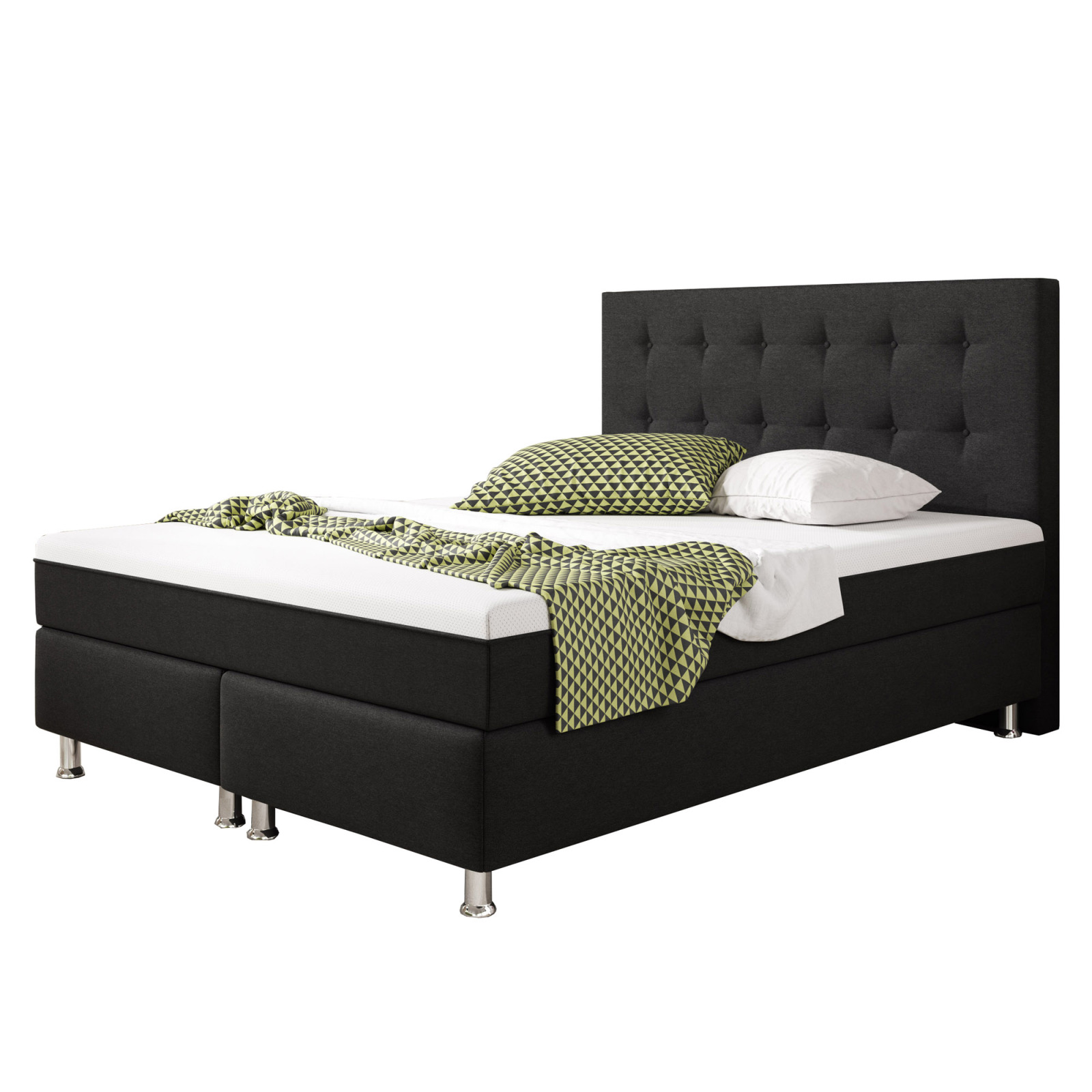Boxspringbett - schwarz - H3 - 140x200 cm