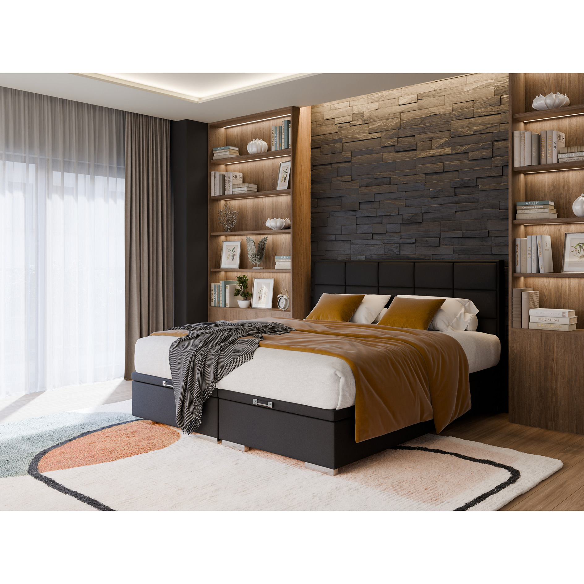 Boxspringbett - schwarz - H3 - 160x200 cm