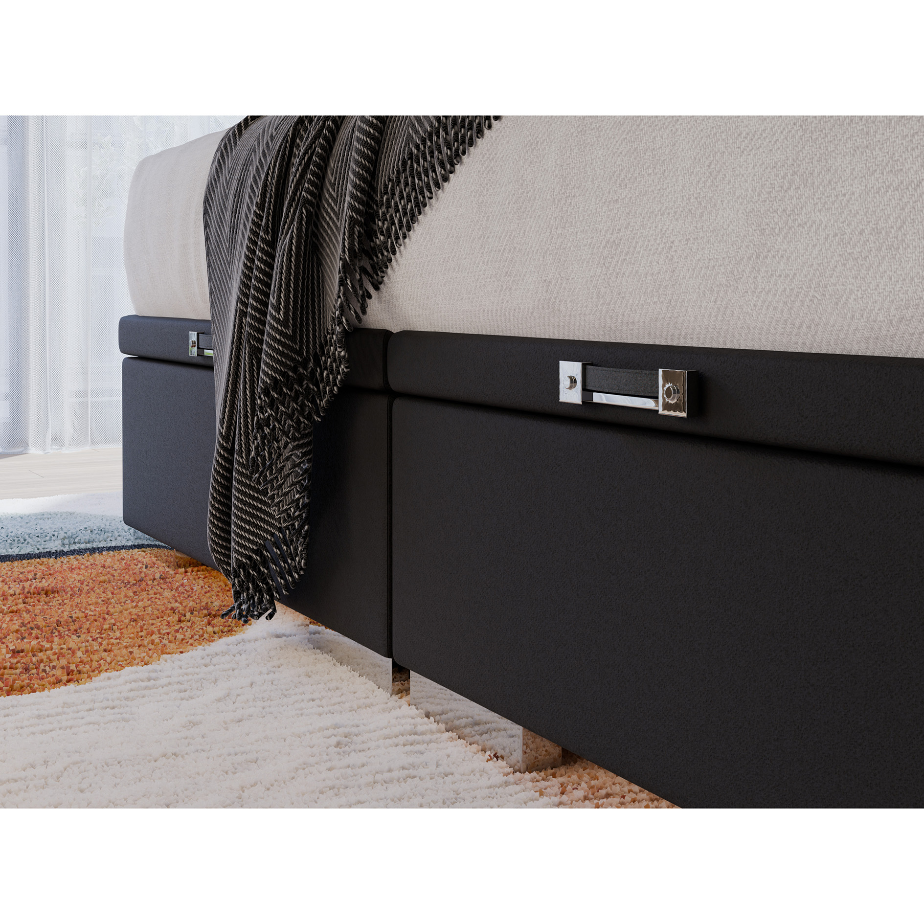 Boxspringbett - schwarz - H3 - 180x200 cm