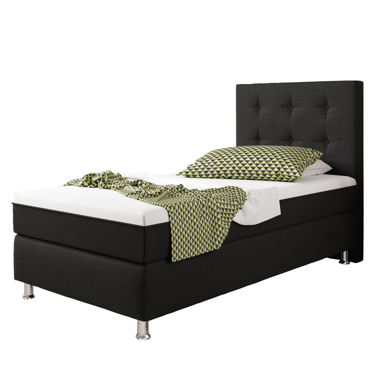 Boxspringbett - schwarz - H3 - 90x200 cm