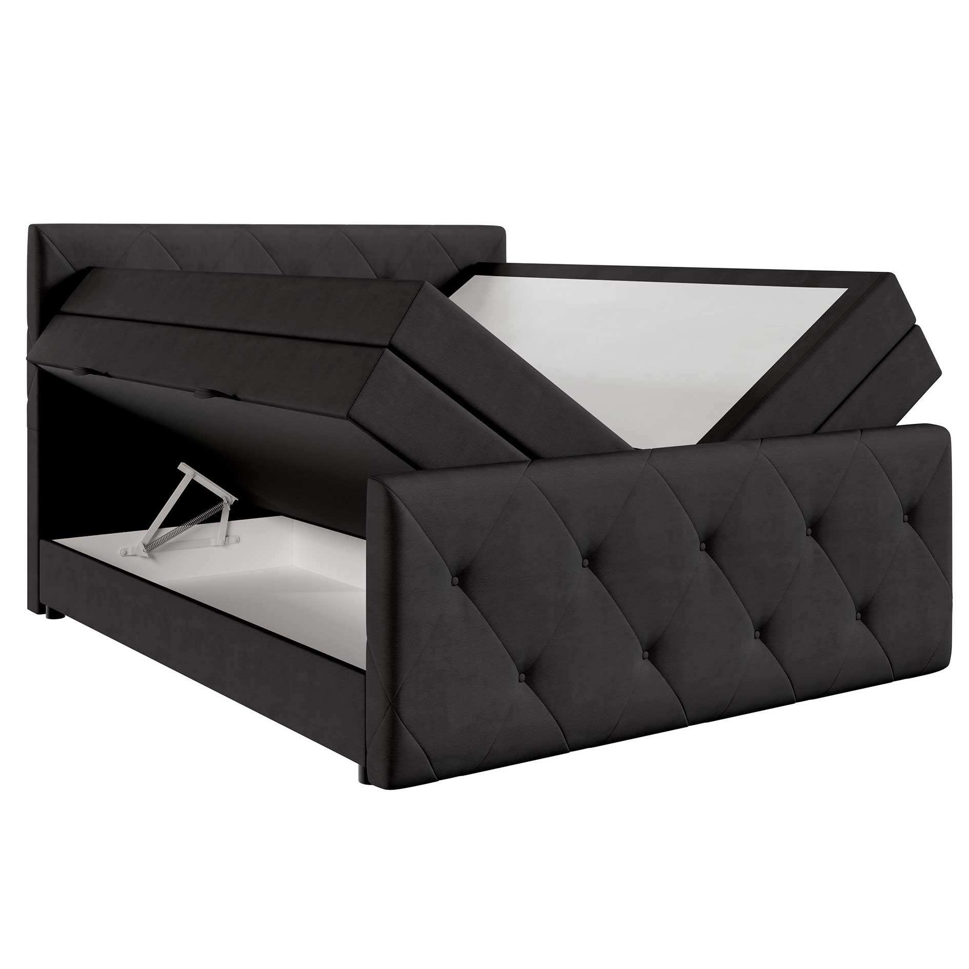 Boxspringbett - schwarz - H3 - mit Bettkasten - 180x200 cm