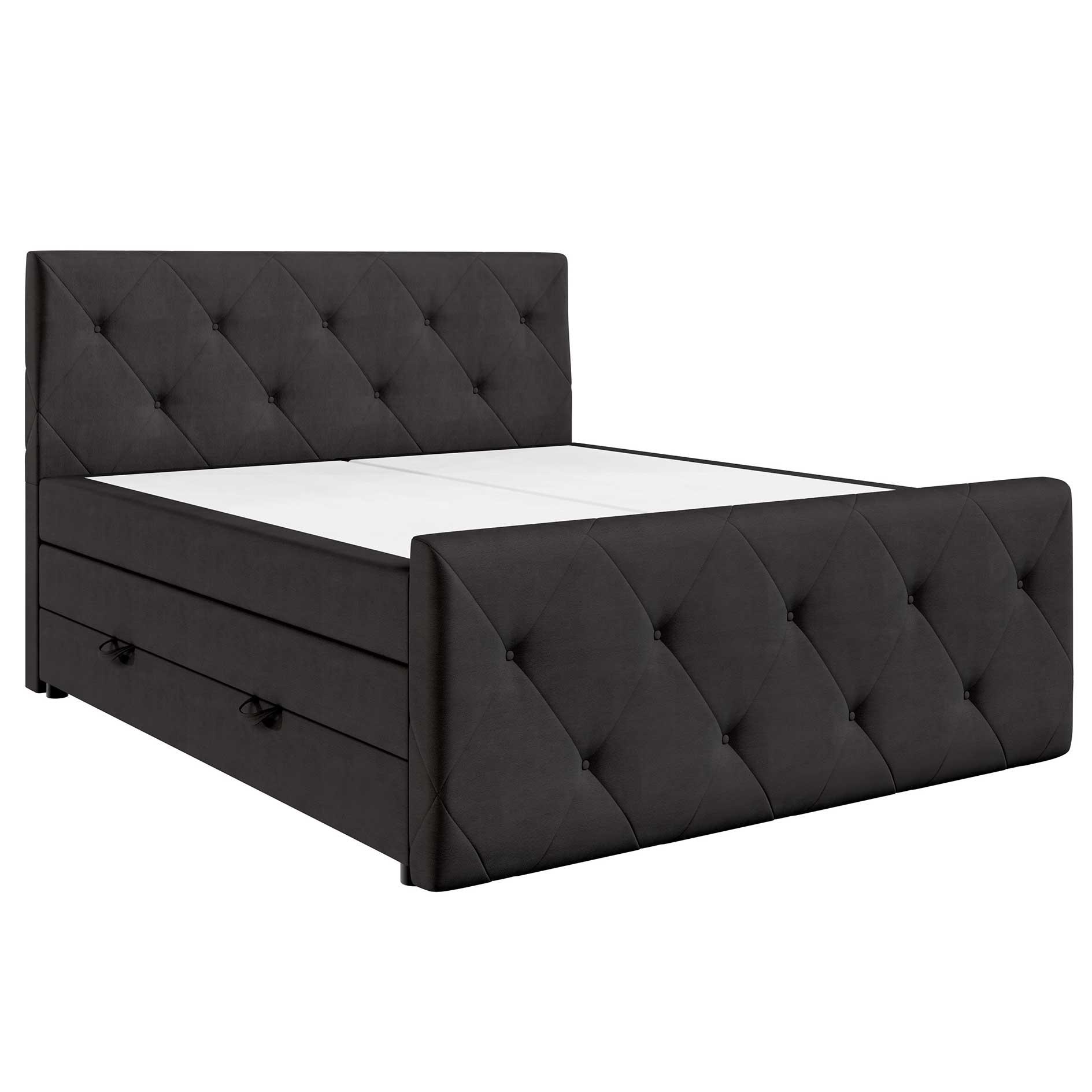 Boxspringbett - schwarz - H3 - mit Bettkasten - 180x200 cm