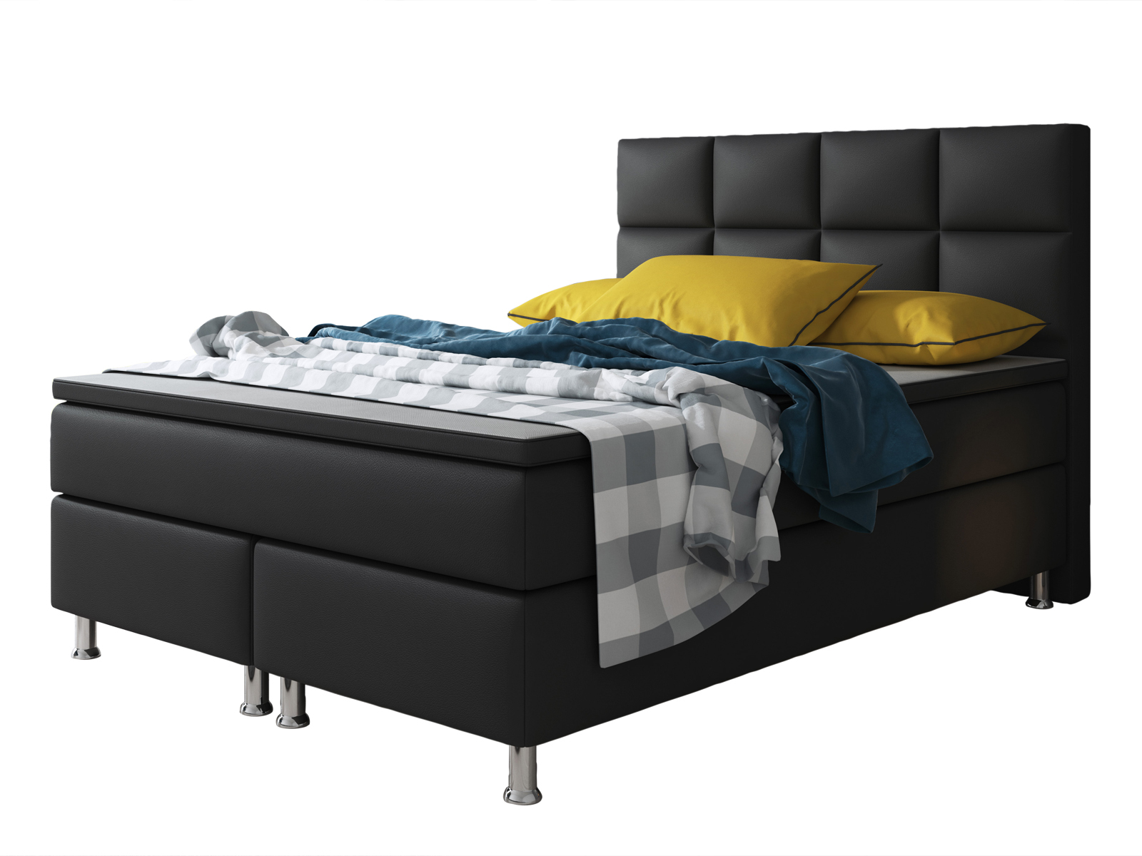 Boxspringbett - schwarz - mit Topper - H3 - 140x200 cm
