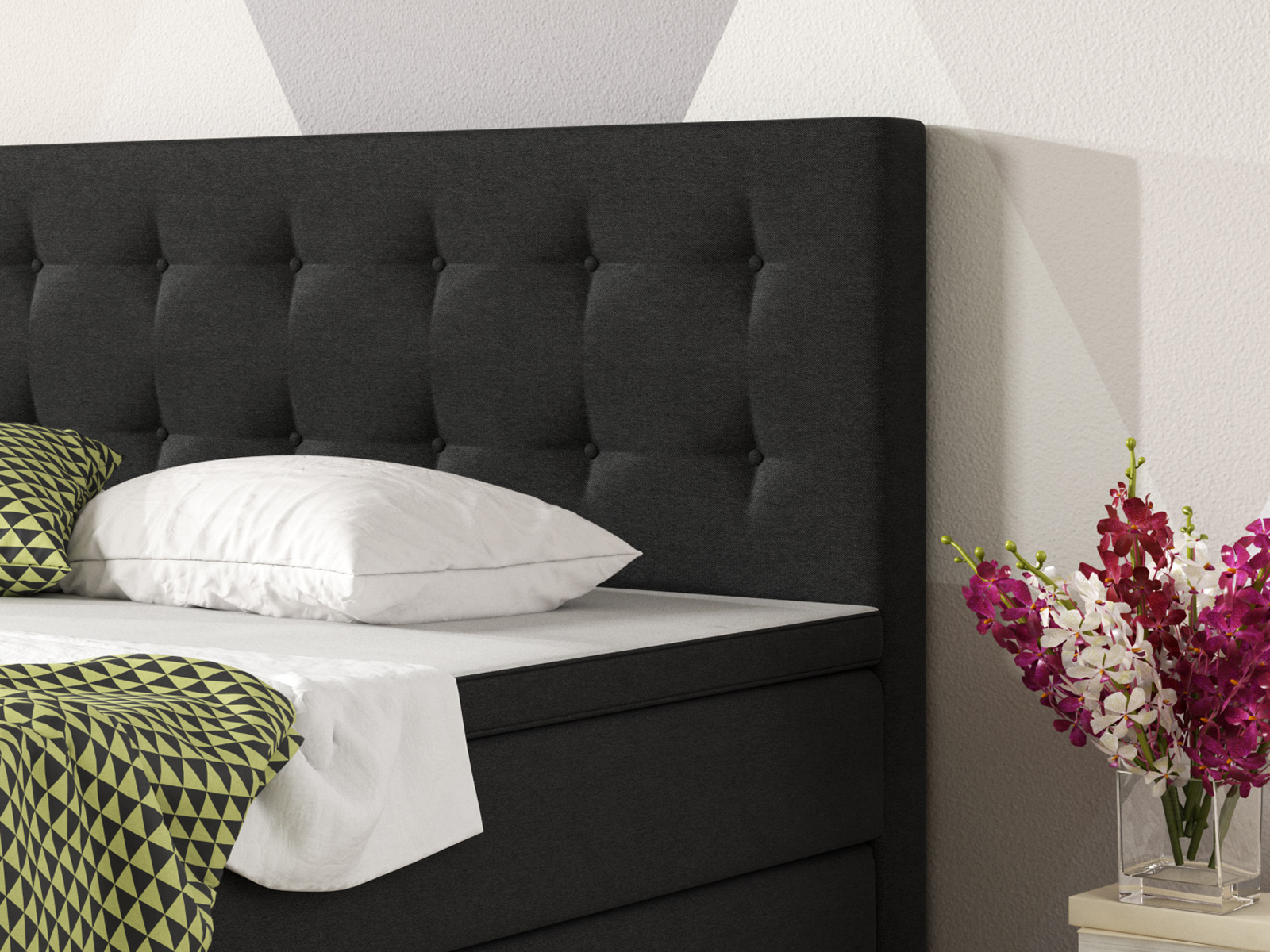 Boxspringbett - schwarz - mit Topper - H3 - 180x200 cm