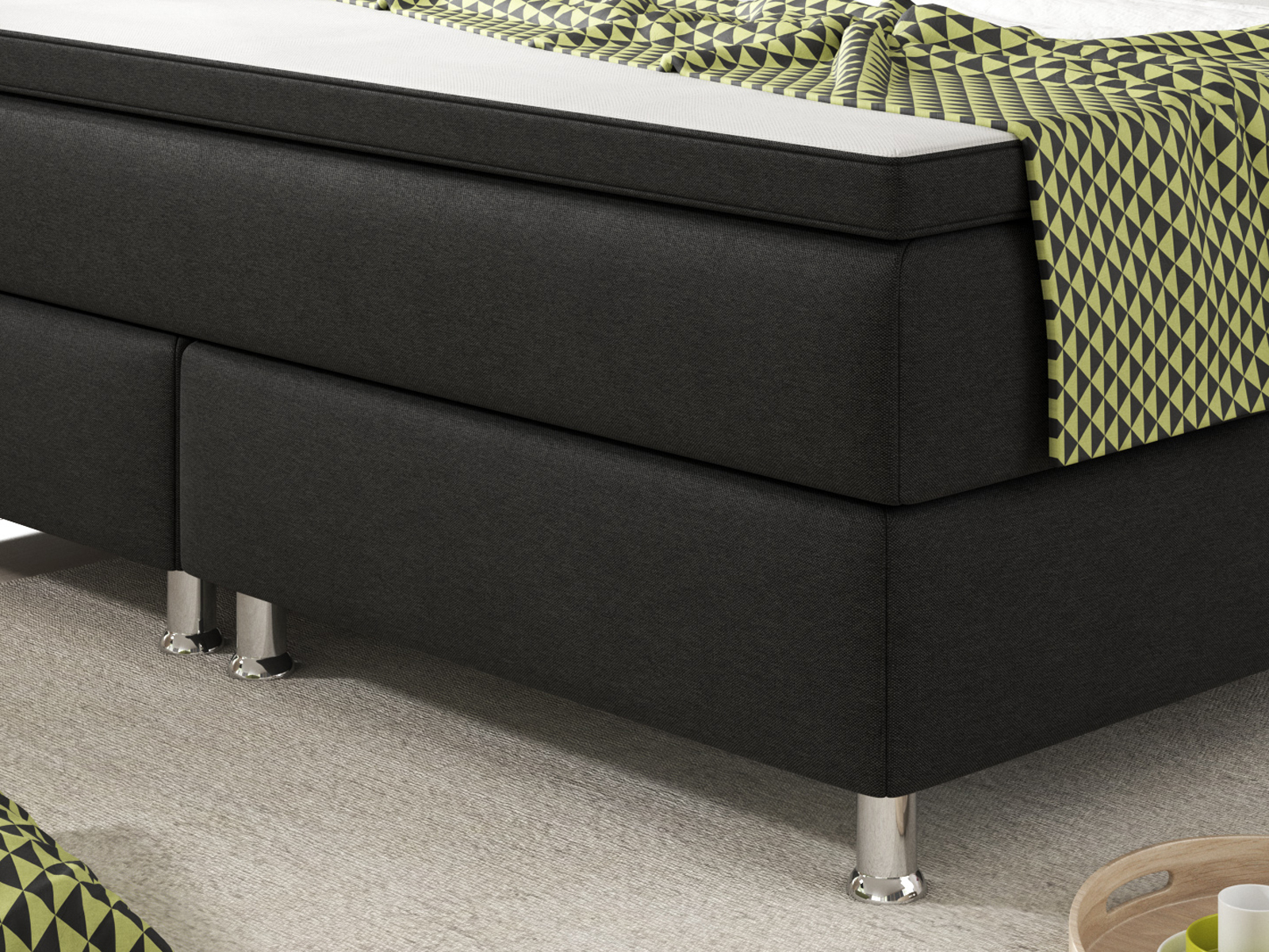 Boxspringbett - schwarz - mit Topper - H3 - 180x200 cm