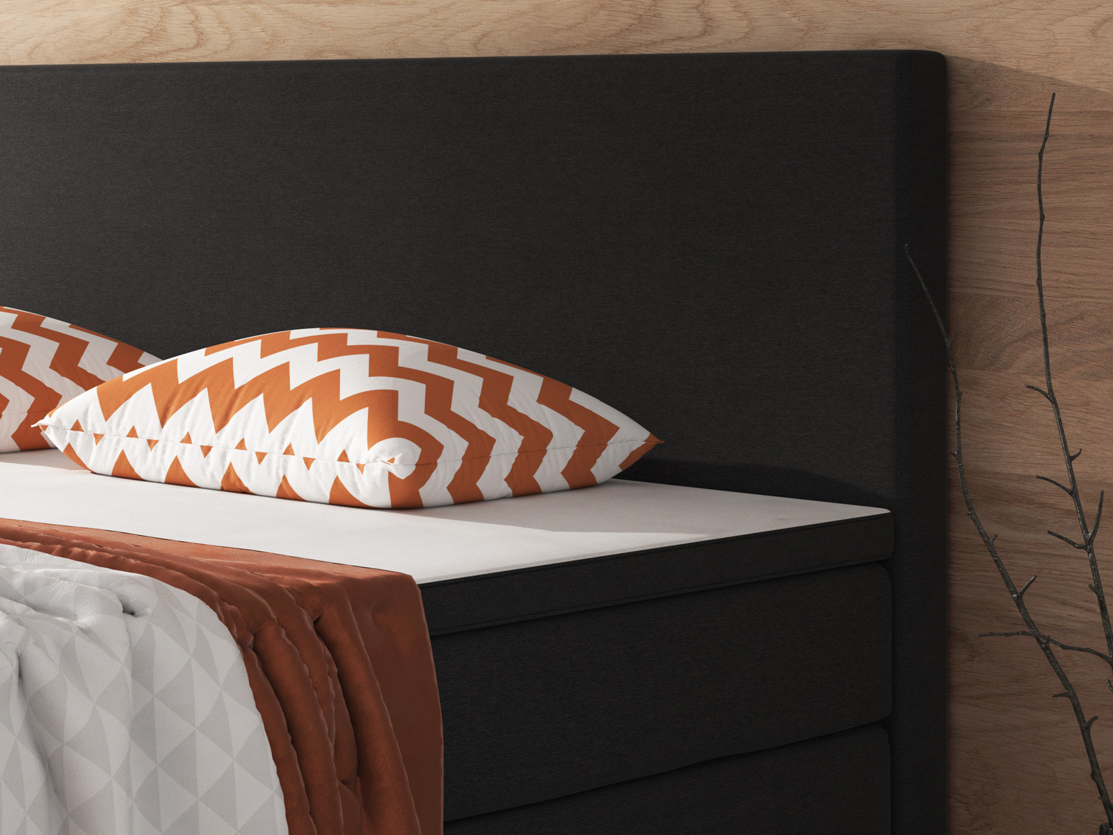 Boxspringbett - schwarz - mit Topper - H3 - 180x200 cm