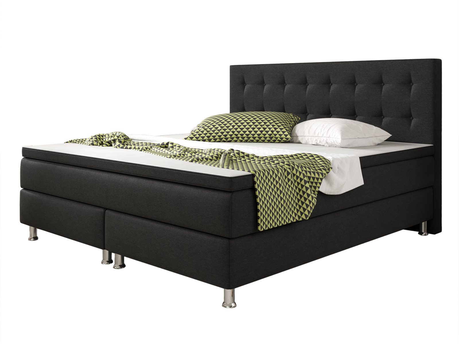 Boxspringbett - schwarz - mit Topper - H3 - 180x200 cm