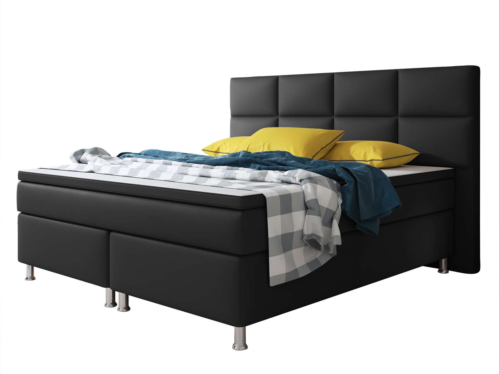 Boxspringbett - schwarz - mit Topper - H3 - 180x200 cm