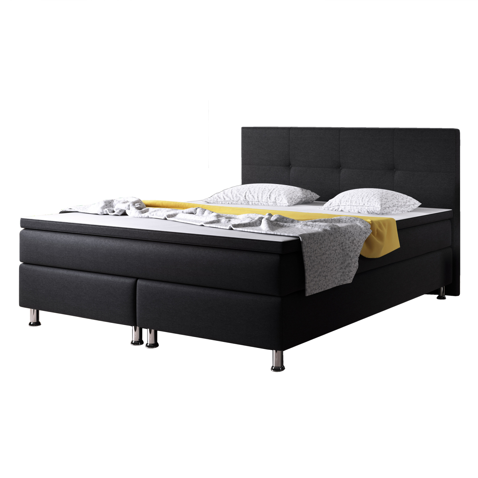 Boxspringbett - schwarz - Webstoff - 180x200 cm