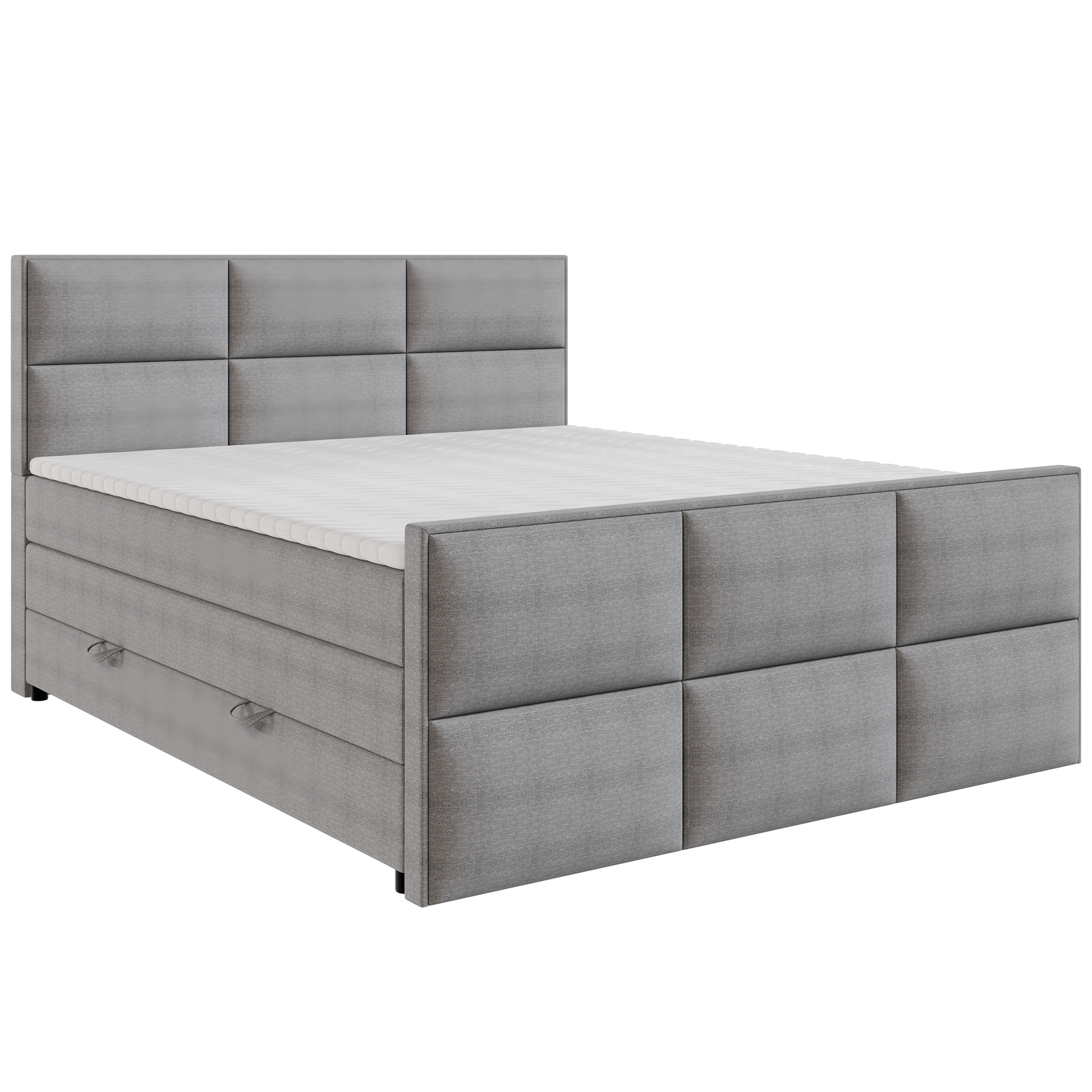 Boxspringbett - silber - Betkasten - H3 - 160x200 cm