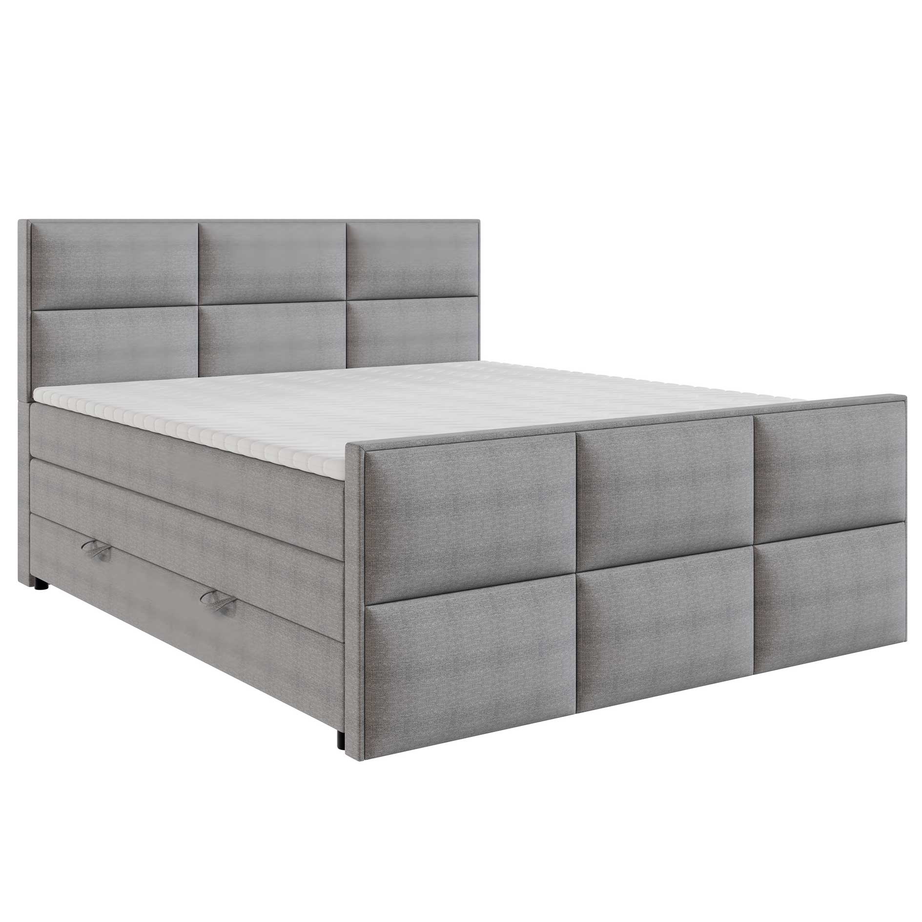 Boxspringbett - silber - Betkasten - H3 - 160x200 cm