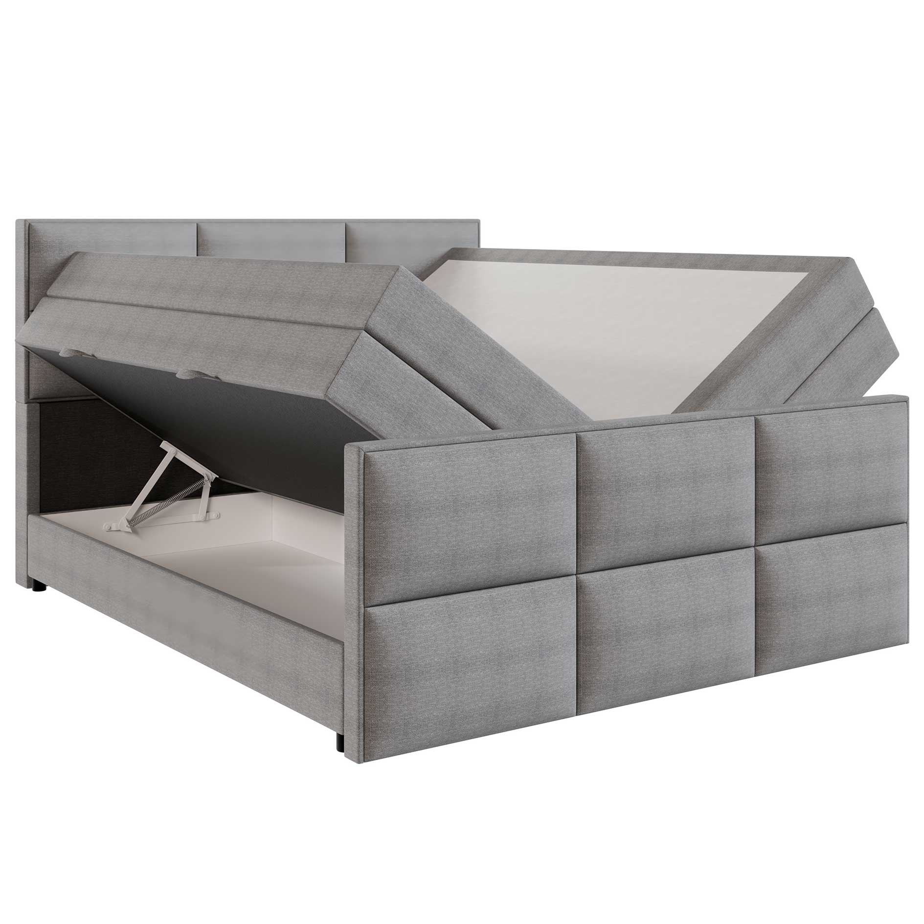Boxspringbett - silber - Bettkasten - H3 - 180x200 cm
