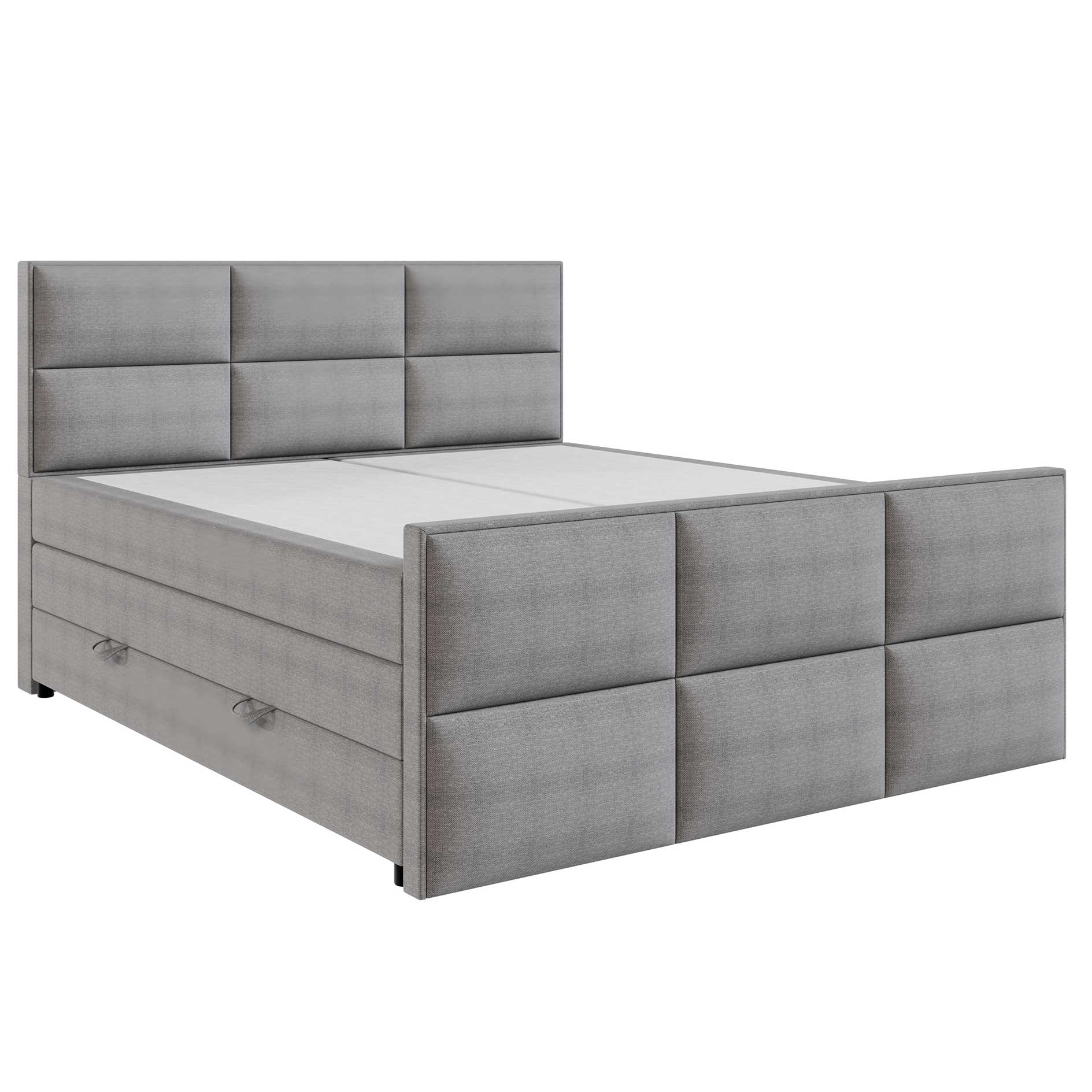 Boxspringbett - silber - Bettkasten - H3 - 180x200 cm