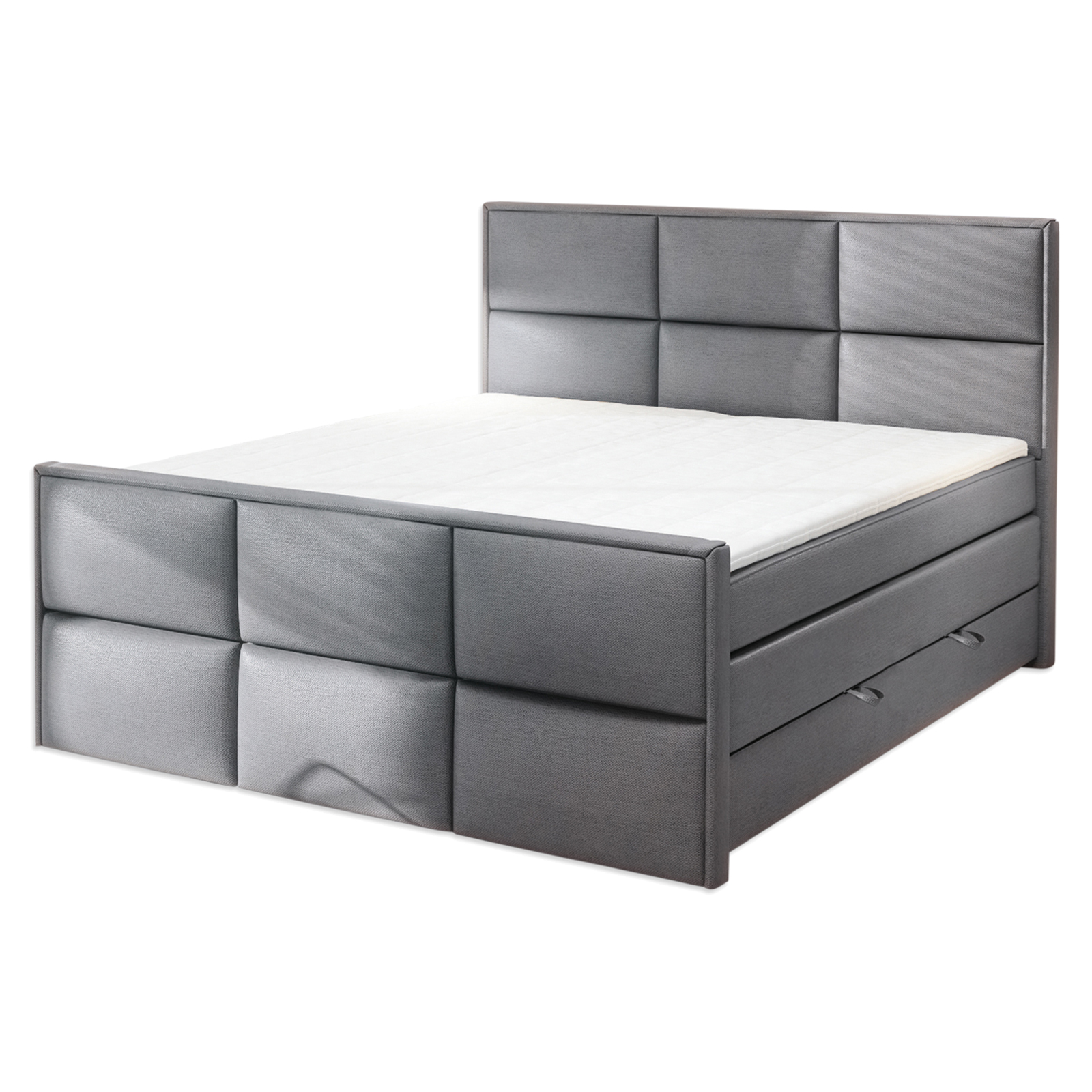 Boxspringbett - silber - Bettkasten - H3 - 180x200 cm