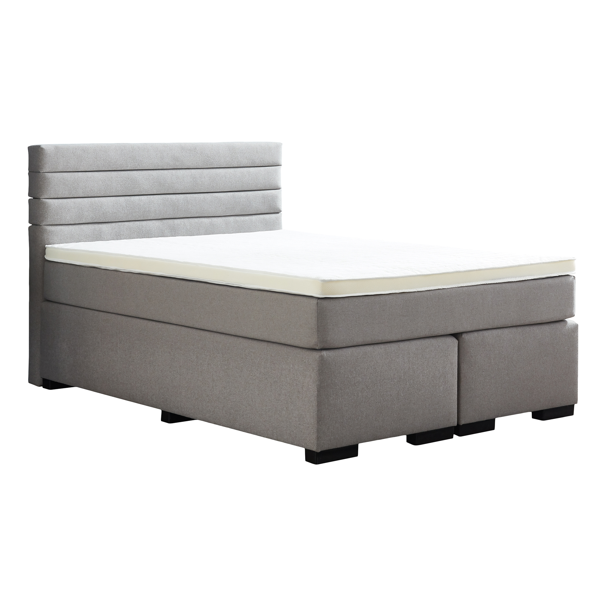 Boxspringbett - silber - H2/H3 - inklusive Topper - 140x200 cm