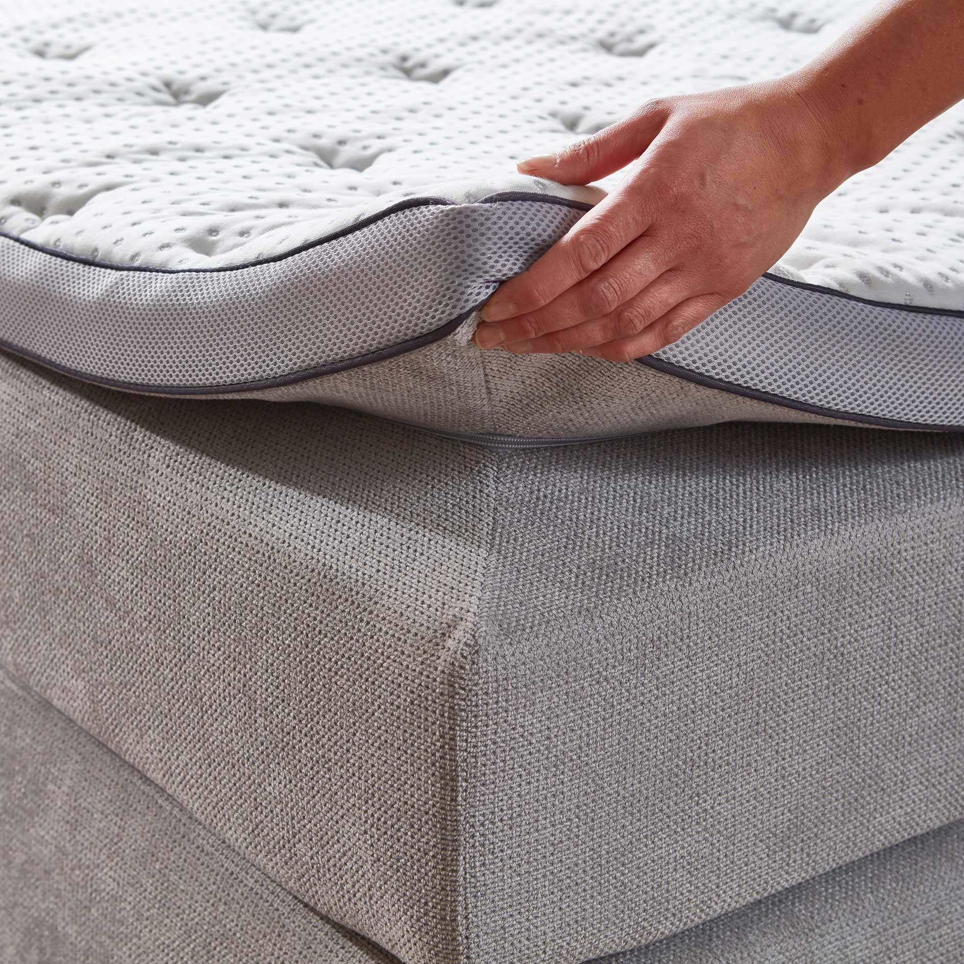 Boxspringbett - silber - H2/H3 - mit Bettkasten - 160x200 cm