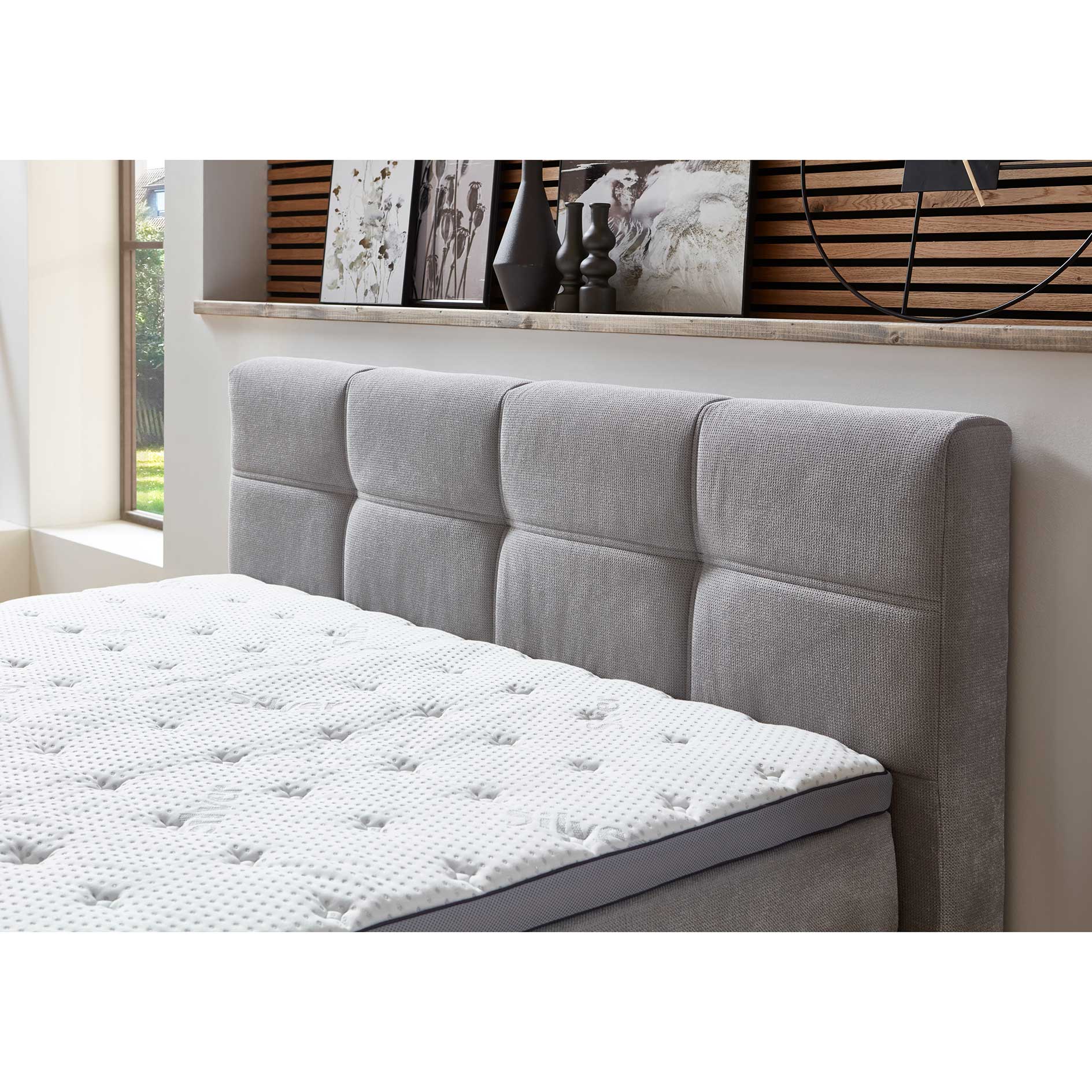 Boxspringbett - silber - H2/H3 - mit Bettkasten - 160x200 cm