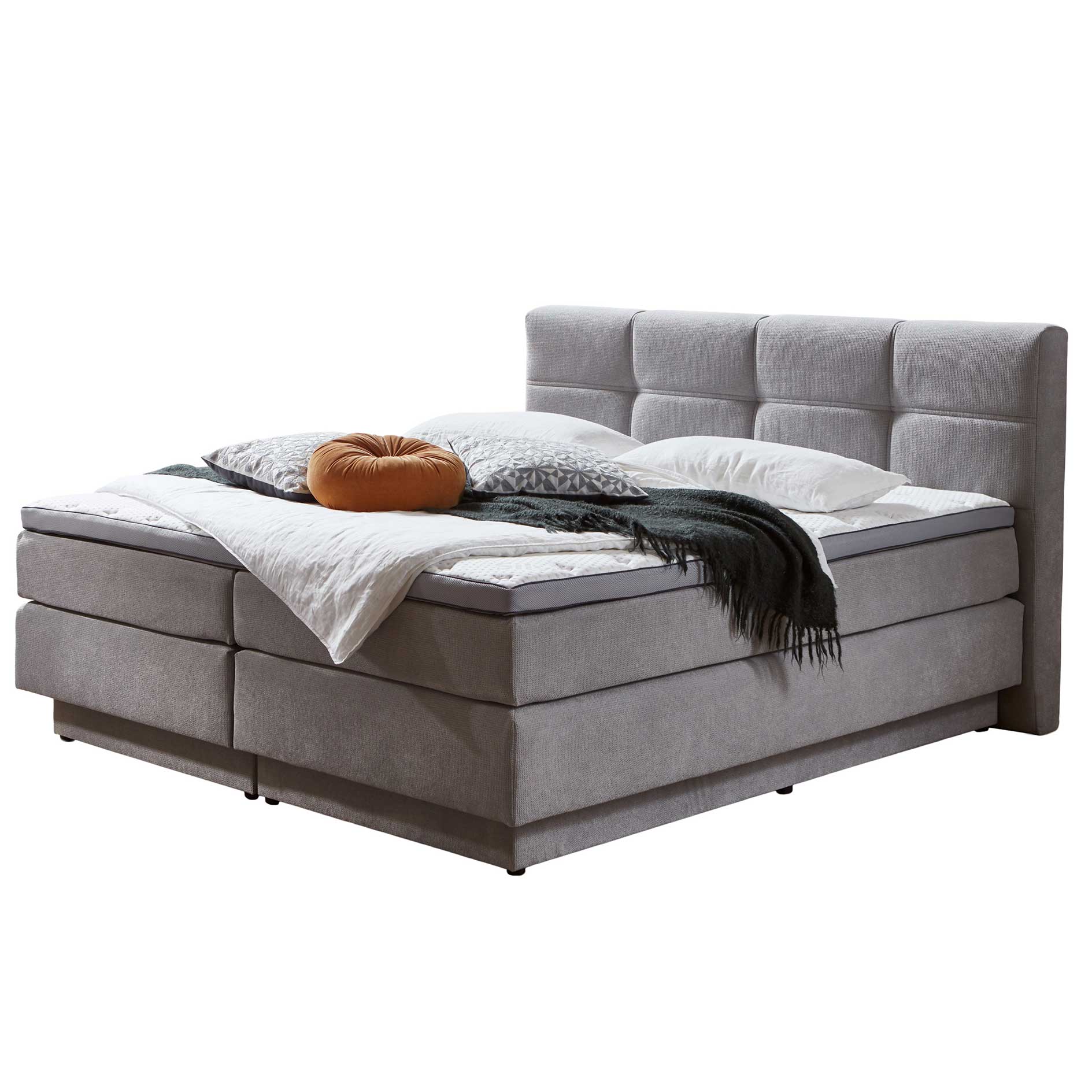 Boxspringbett - silber - H2/H3 - mit Bettkasten - 180x200 cm