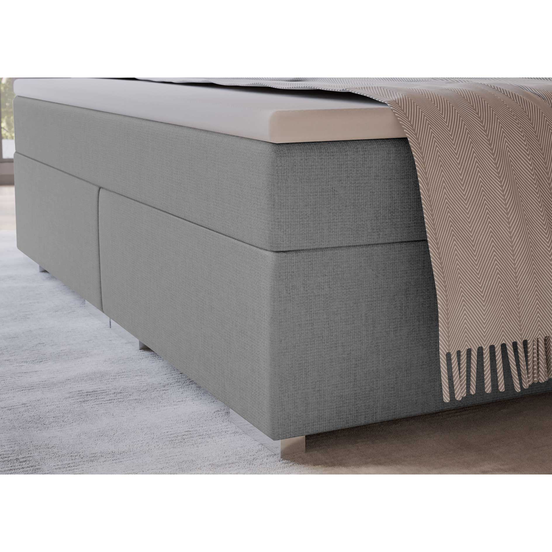 Boxspringbett - silber - H2/H3 - mit Topper - 180x200 cm 