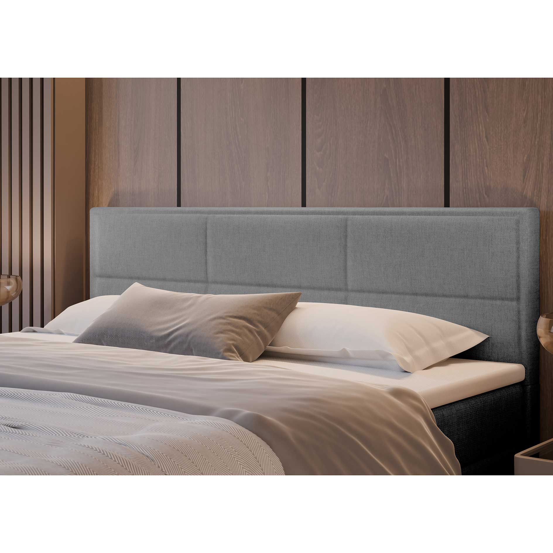 Boxspringbett - silber - H2/H3 - mit Topper - 180x200 cm 