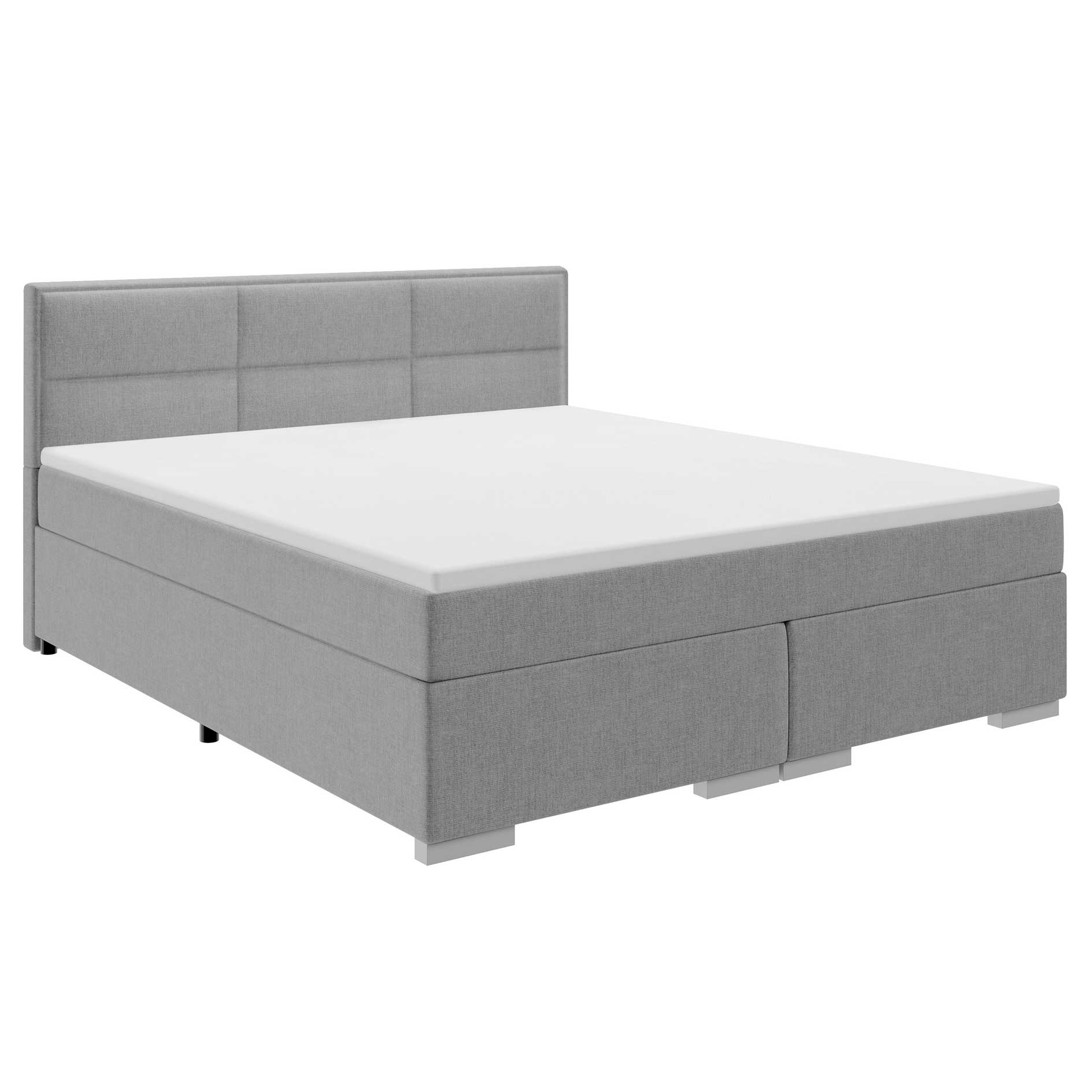 Boxspringbett - silber - H2/H3 - mit Topper - 180x200 cm