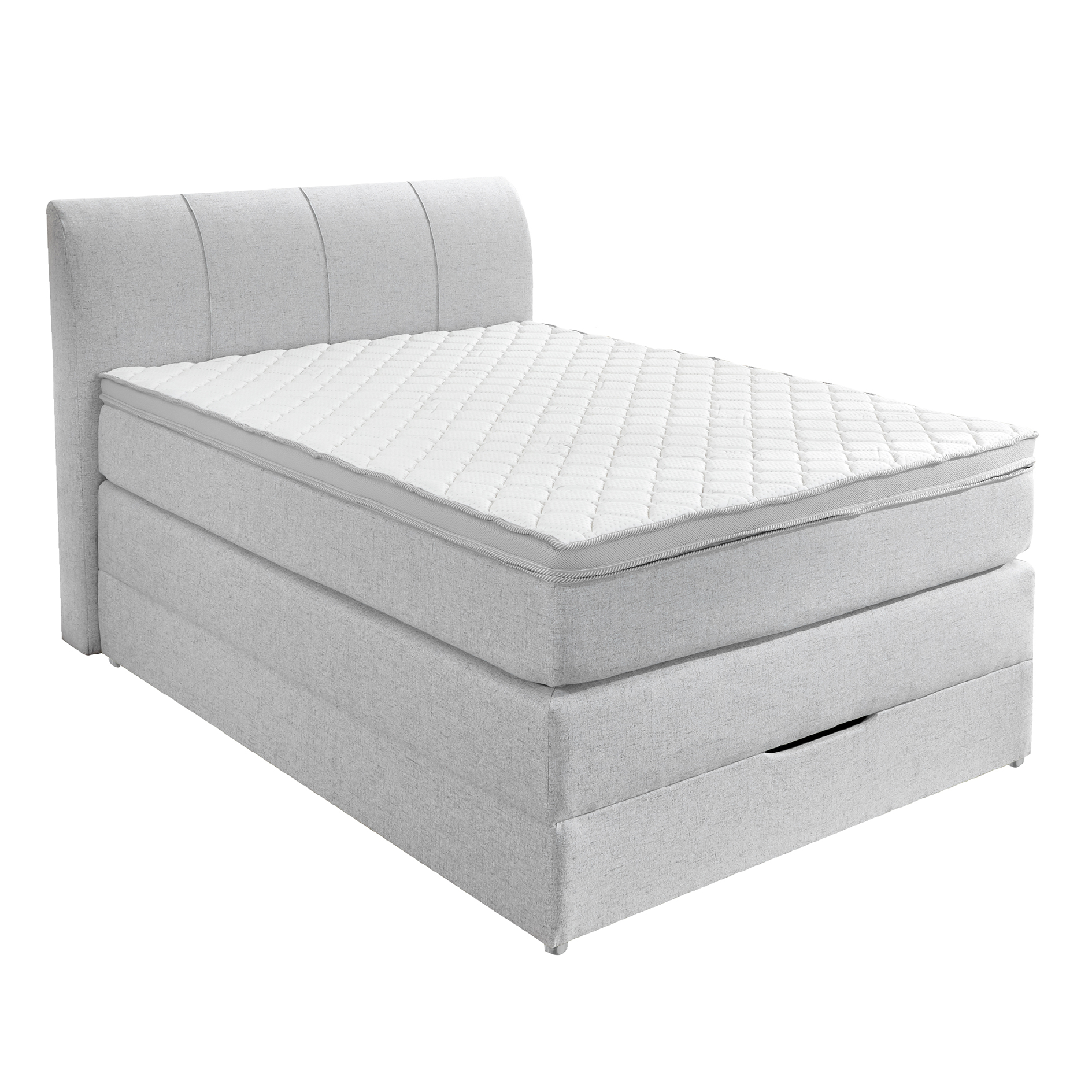 Boxspringbett - silber - H2/H3 - mit Topper - Bettkasten - 100x200 cm
