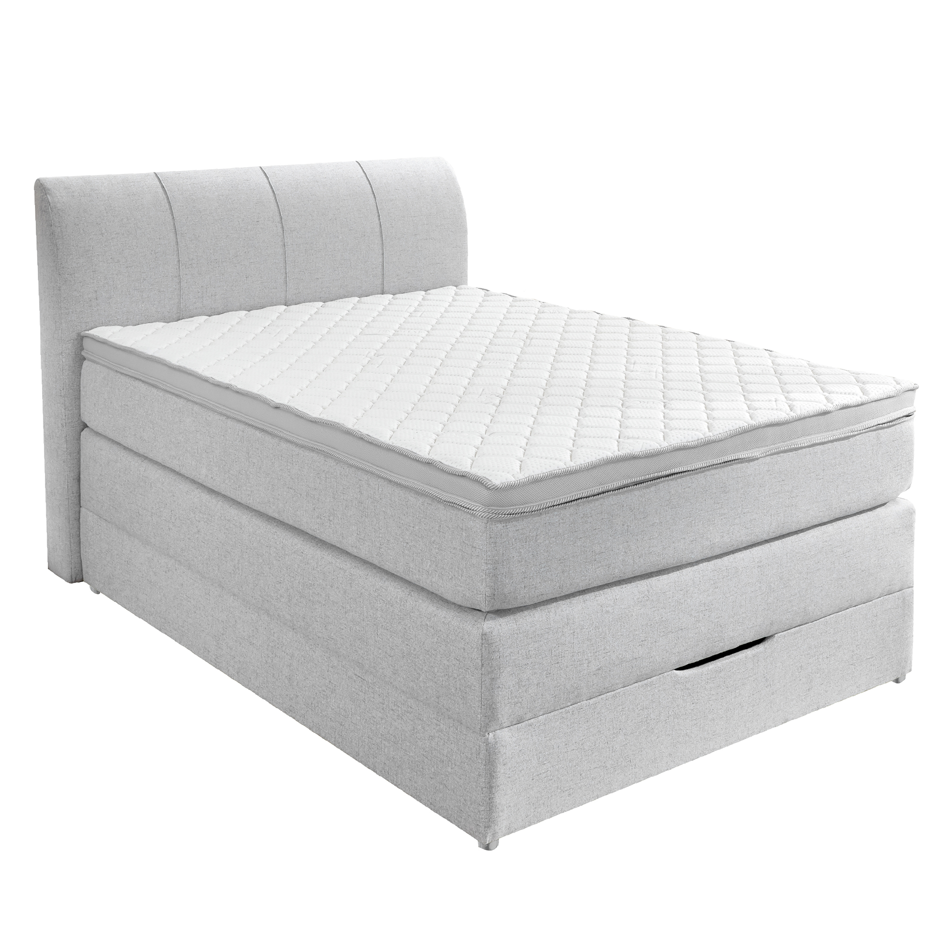 Boxspringbett - silber - H2/H3 - mit Topper - Bettkasten - 120x200 cm