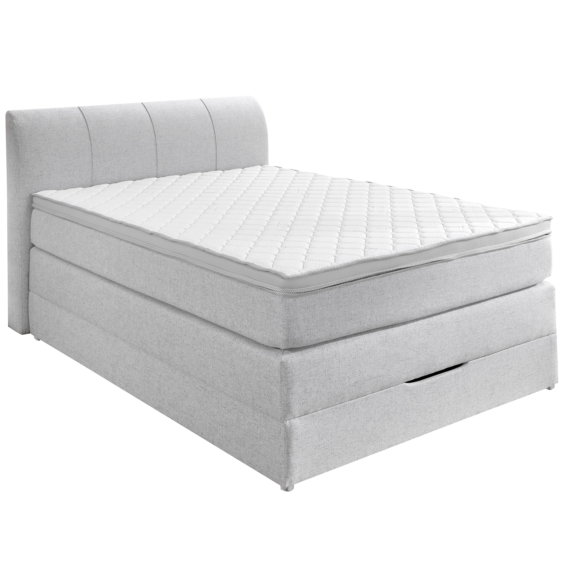 Boxspringbett - silber - H2/H3 - mit Topper - Bettkasten - 140x200 cm