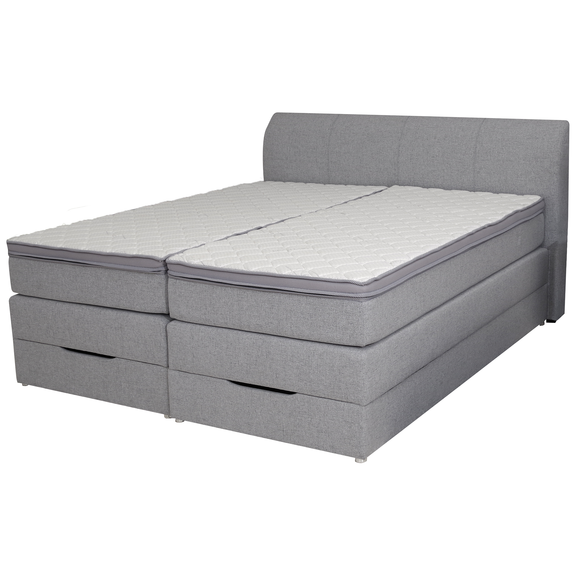 Boxspringbett - silber - H2/H3 - mit Topper - Bettkasten - 180x200 cm