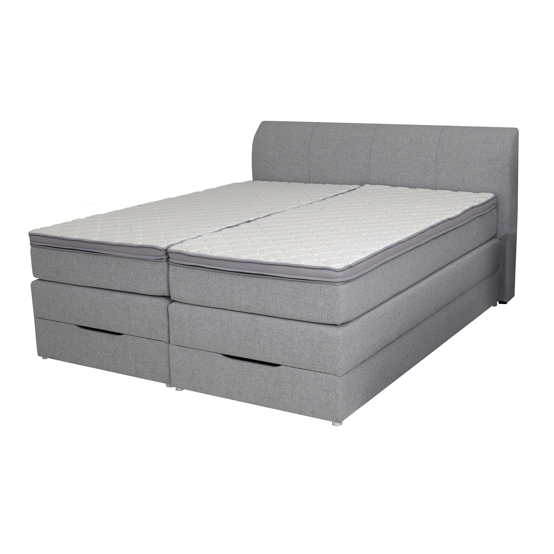 Boxspringbett - silber - H2/H3 - Staukasten - 200x200 cm