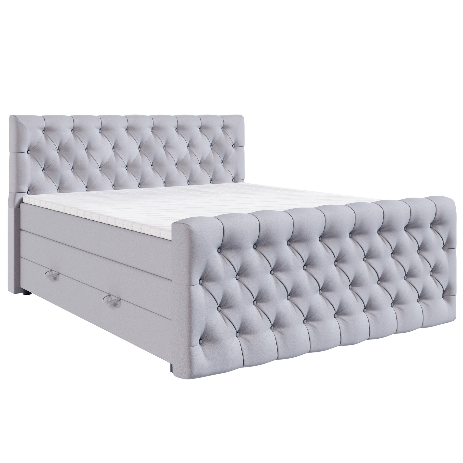 Boxspringbett - silber - H3 - 140x200 cm