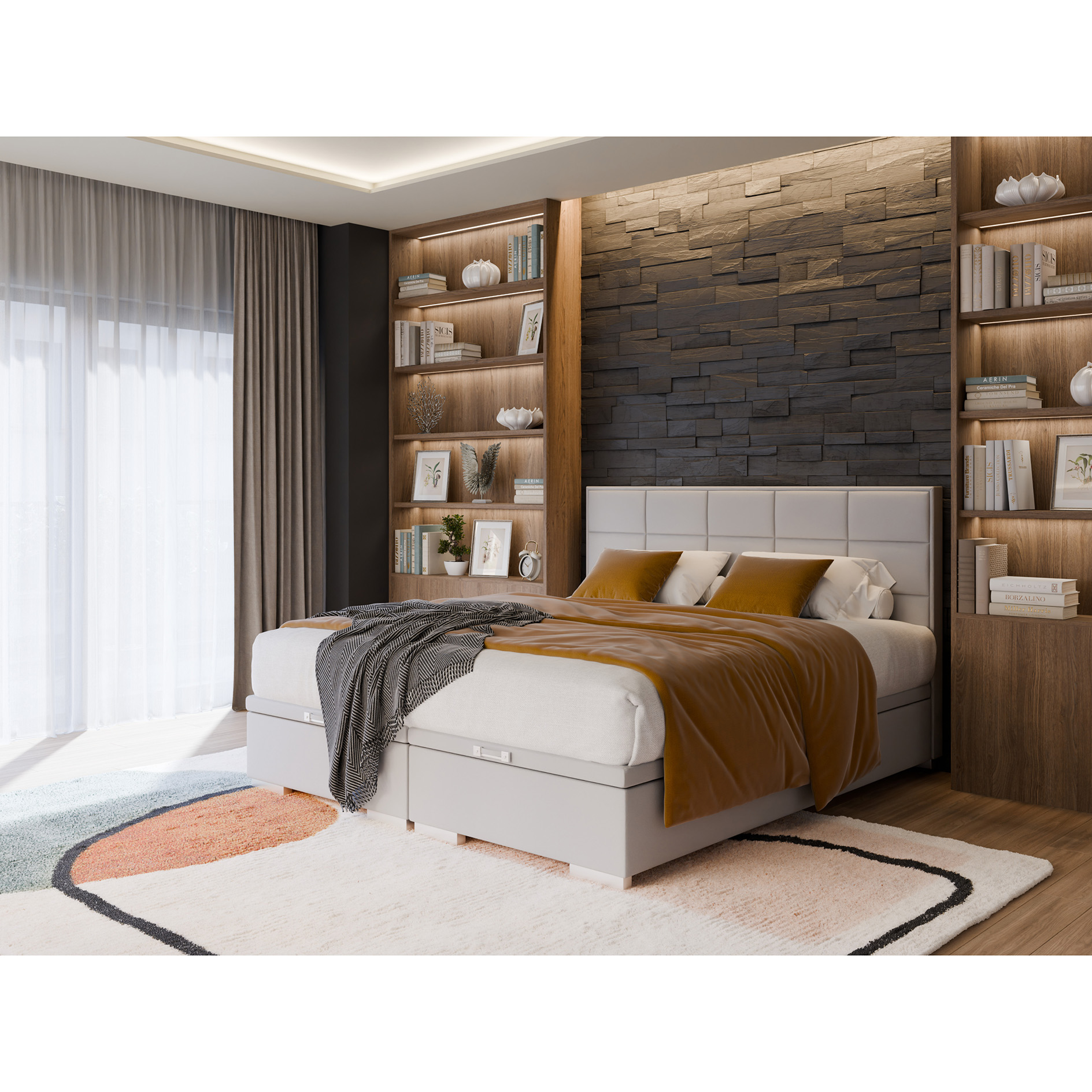 Boxspringbett - silber - H3 - 160x200 cm
