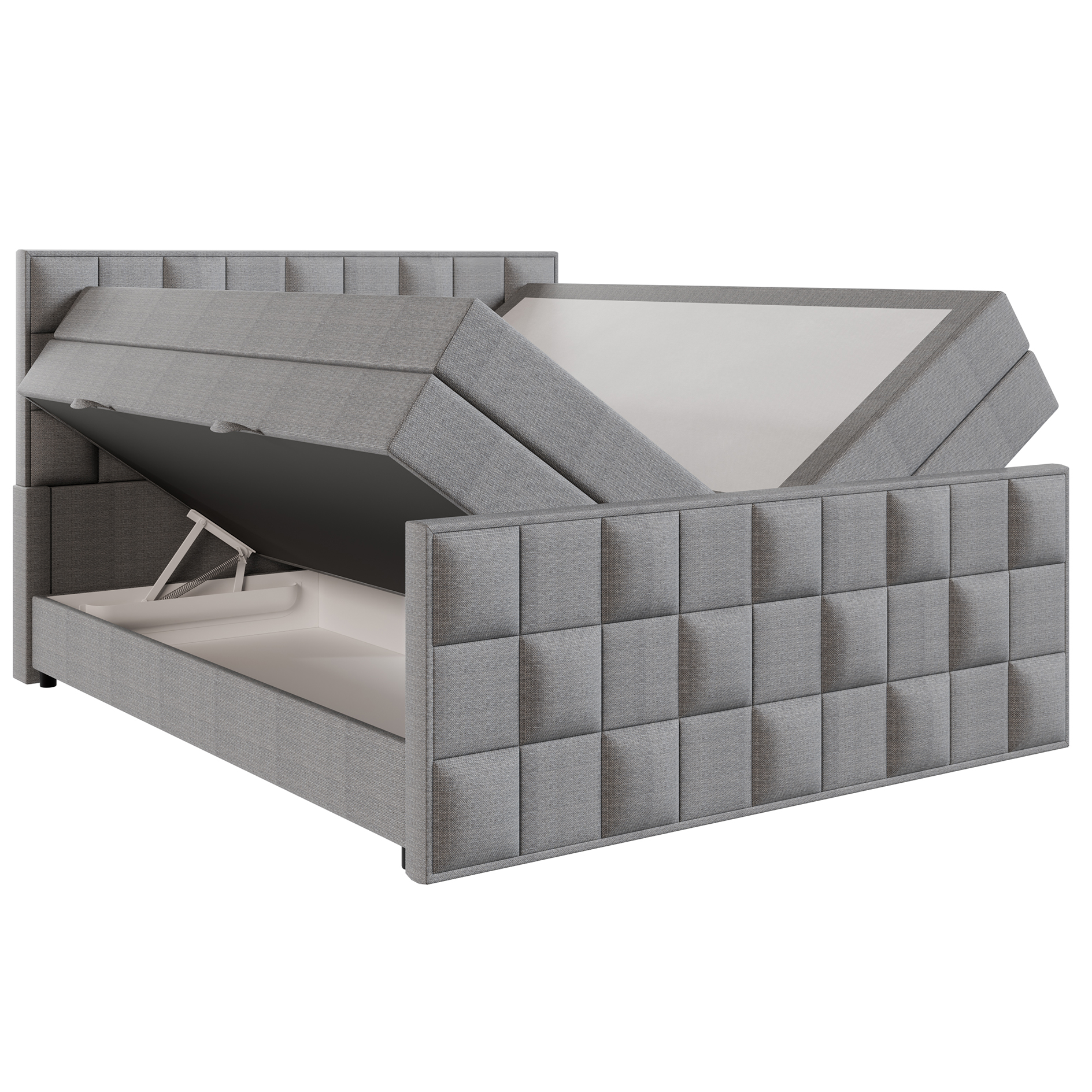 Boxspringbett - silber - H3 - 180x200 cm