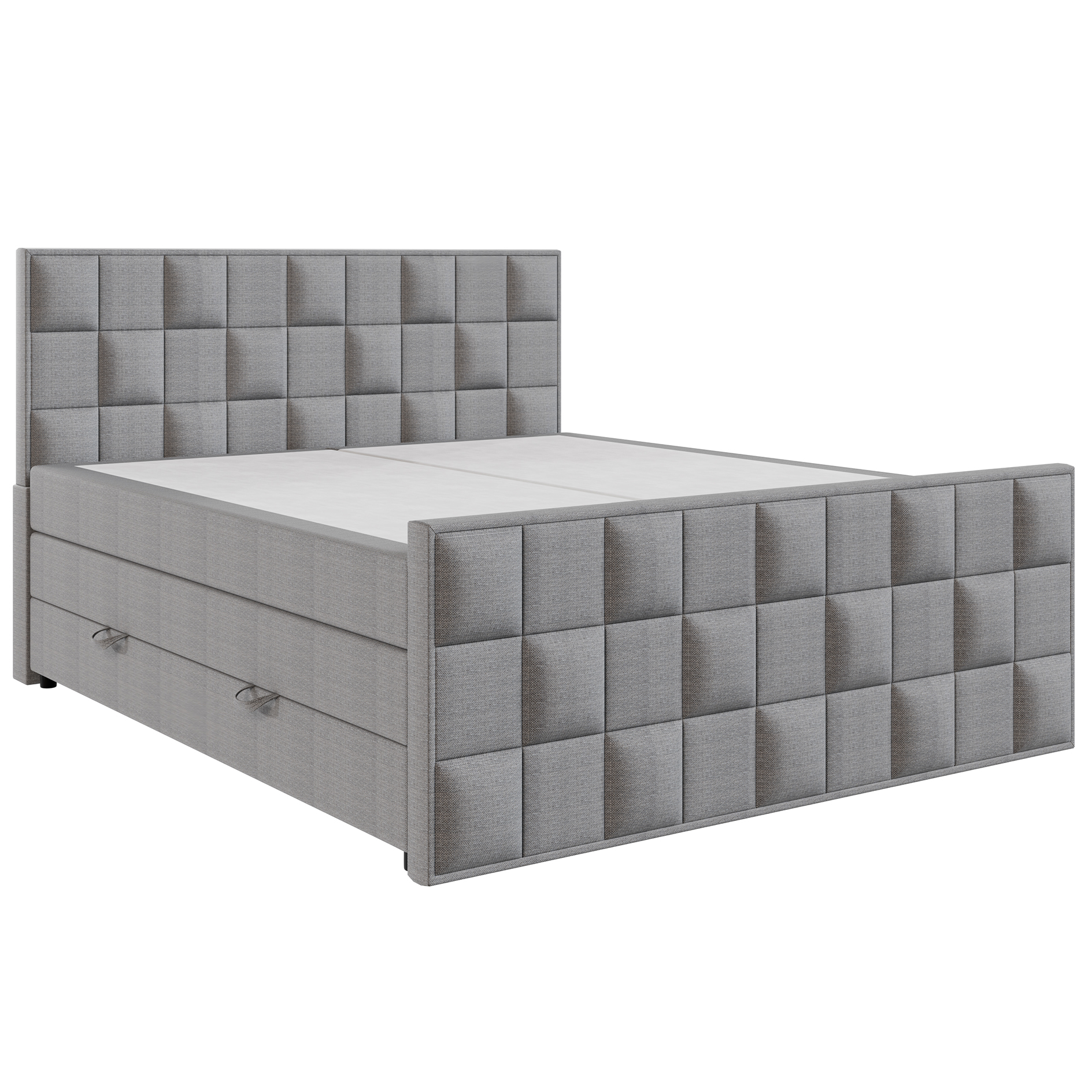 Boxspringbett - silber - H3 - 180x200 cm