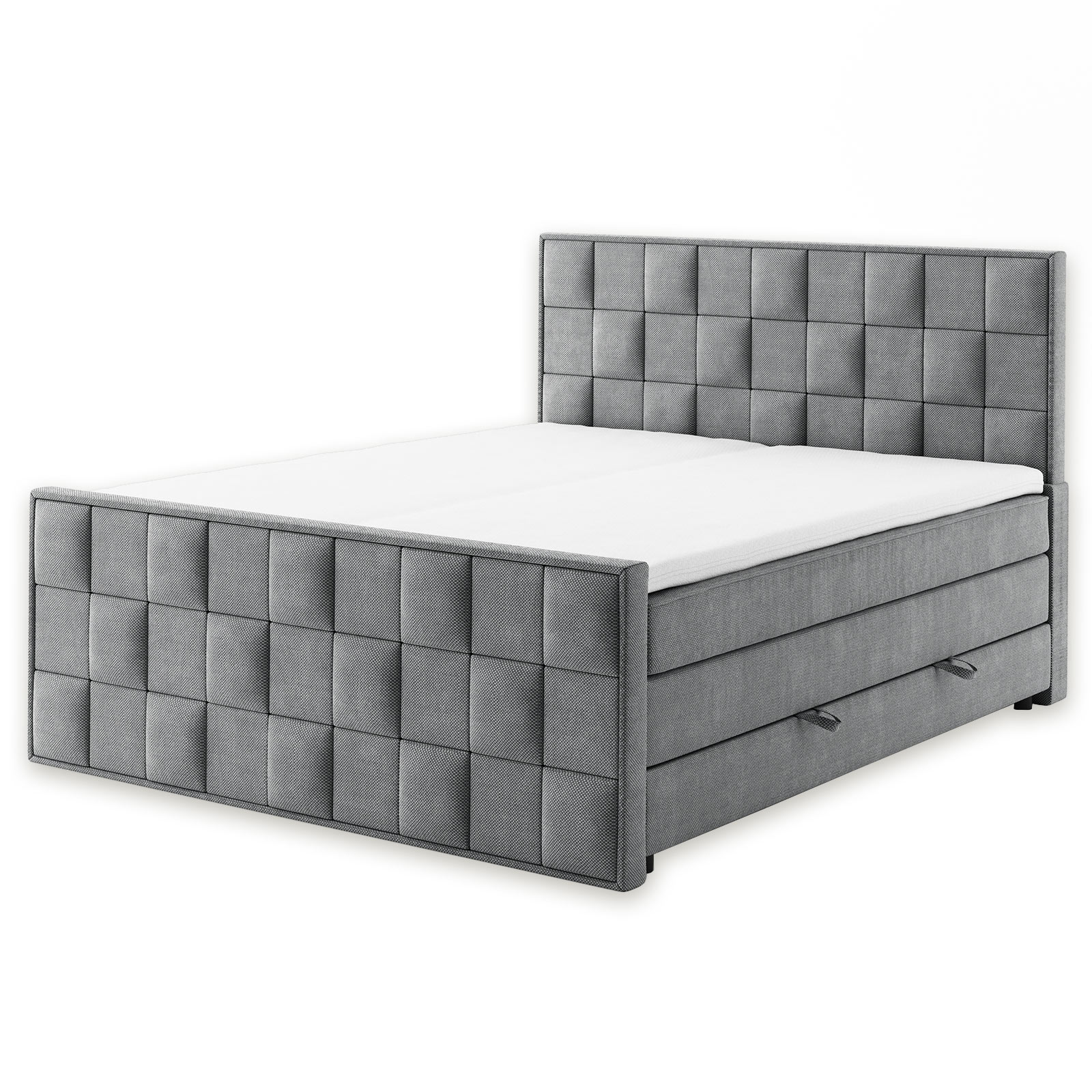 Boxspringbett - silber - H3 - 180x200 cm