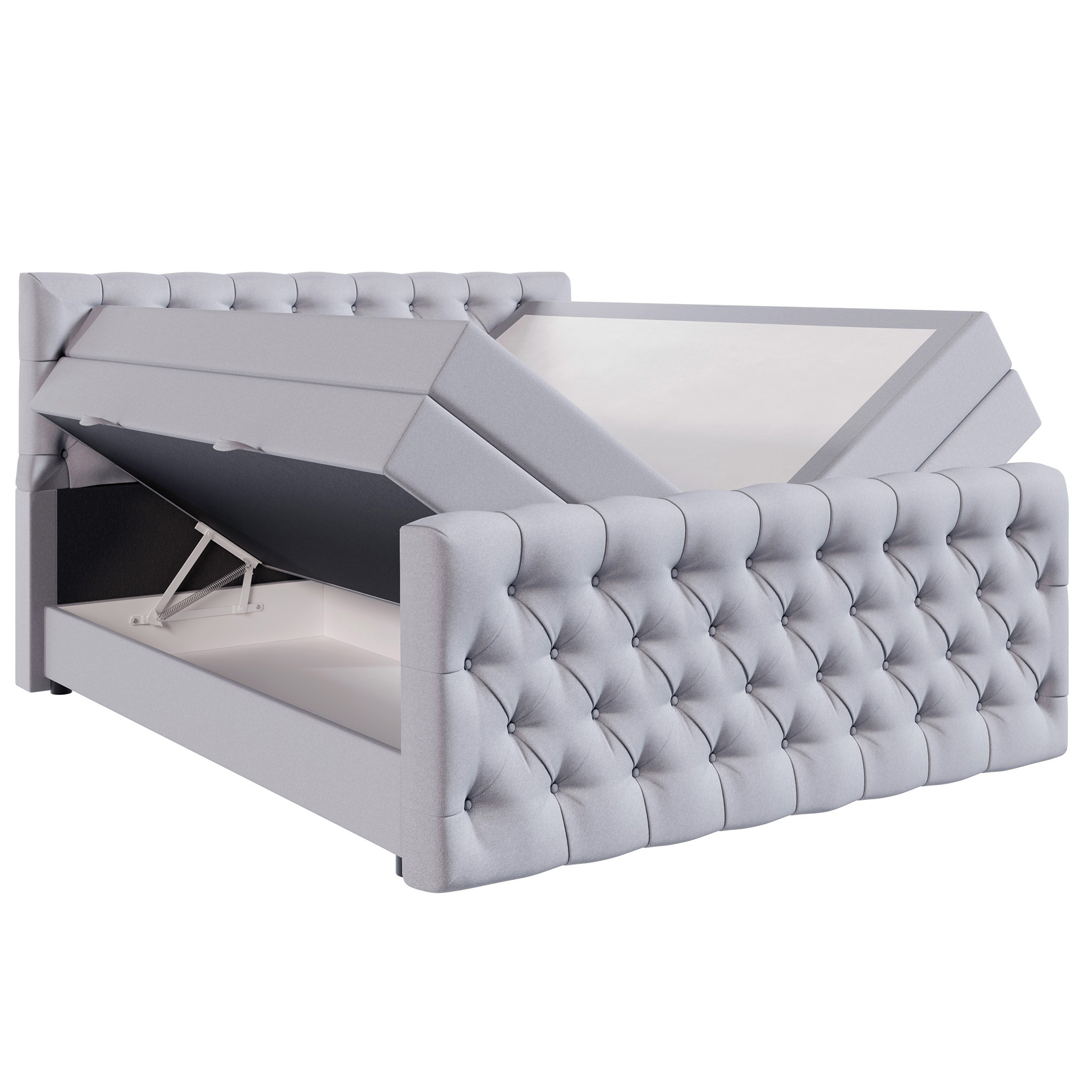 Boxspringbett - silber - H3 - 180x200 cm