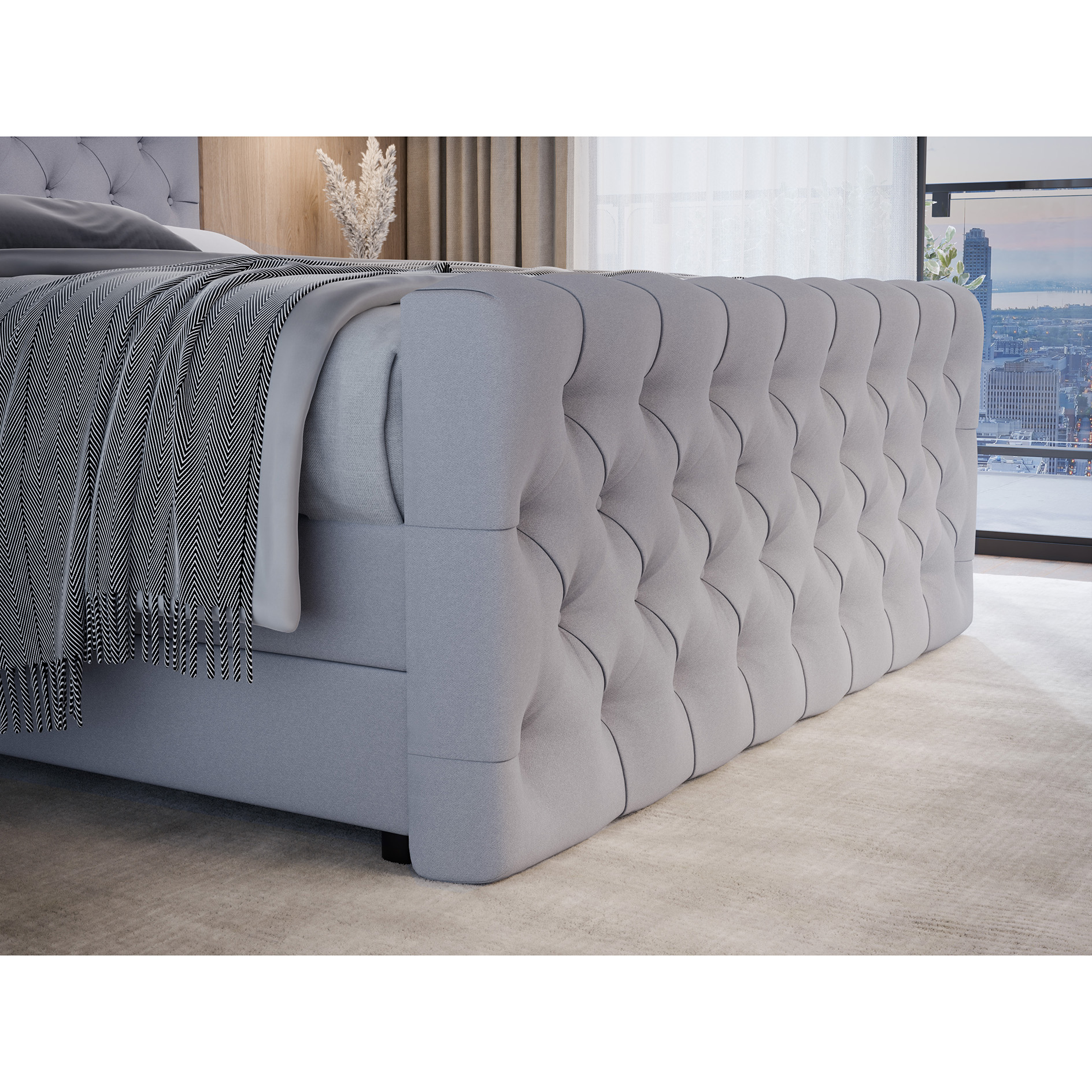 Boxspringbett - silber - H3 - 180x200 cm