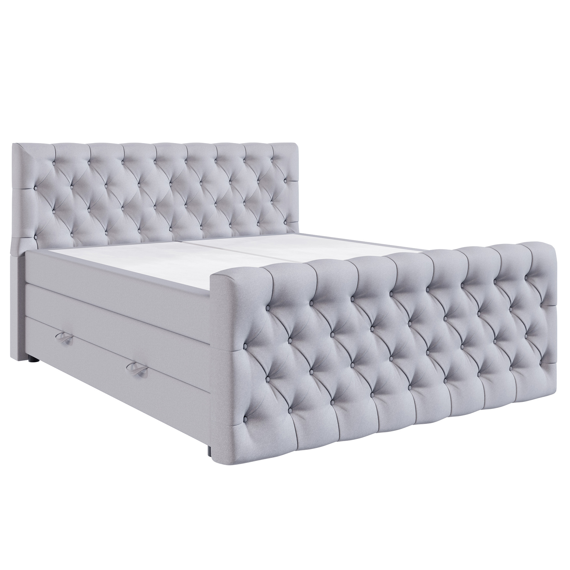 Boxspringbett - silber - H3 - 180x200 cm