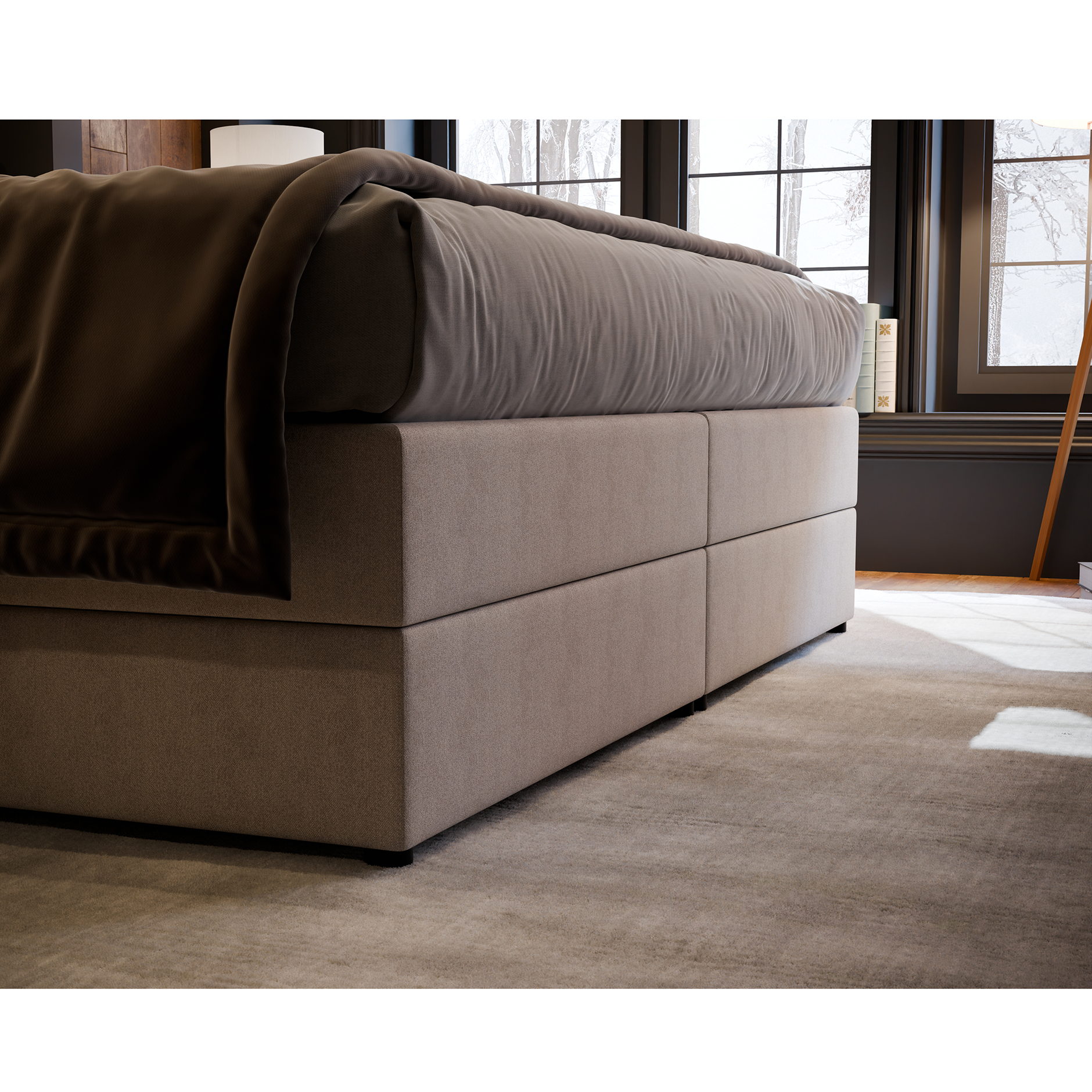 Boxspringbett - silber - H3 - 180x200 cm