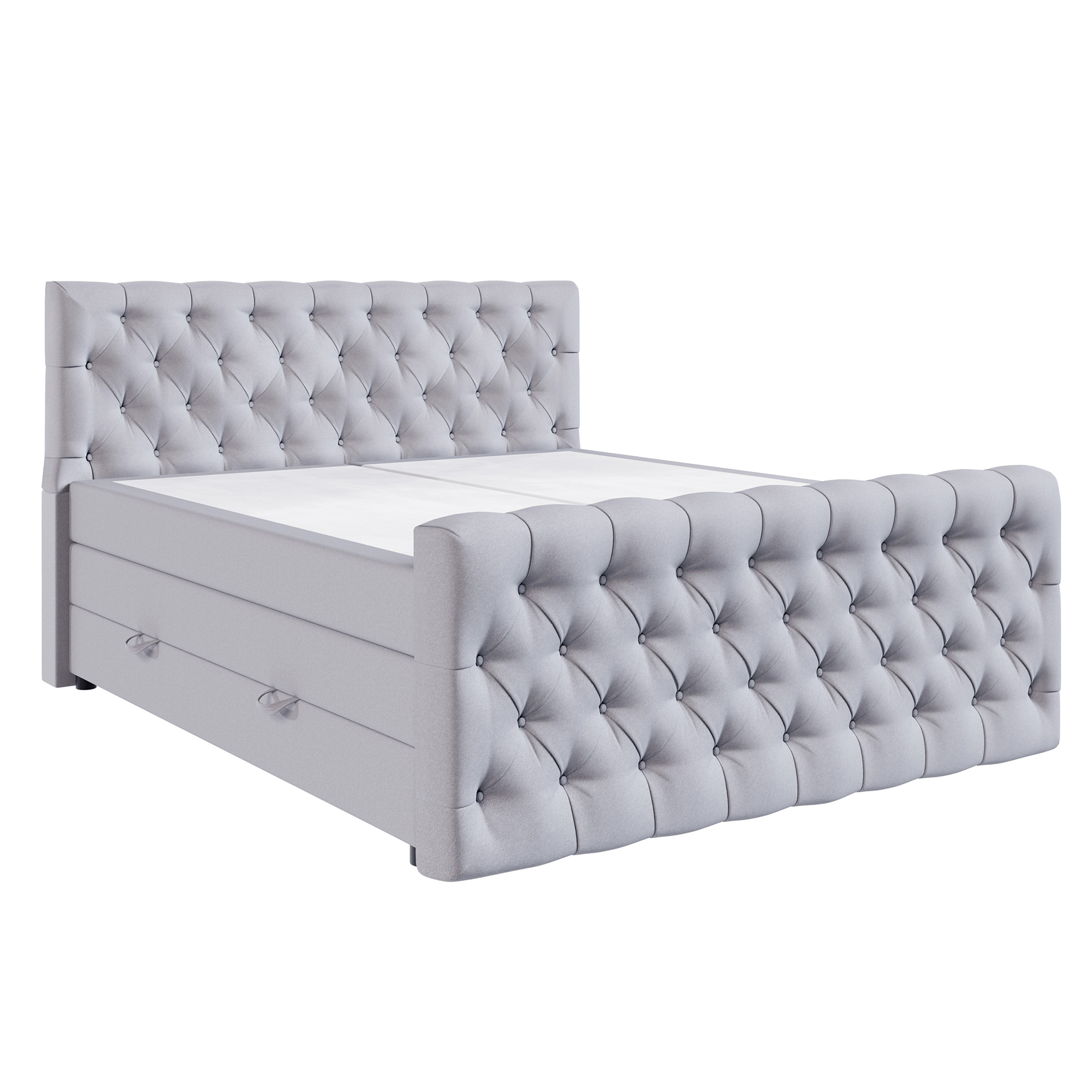 Boxspringbett - silber - H3 - 200x200 cm