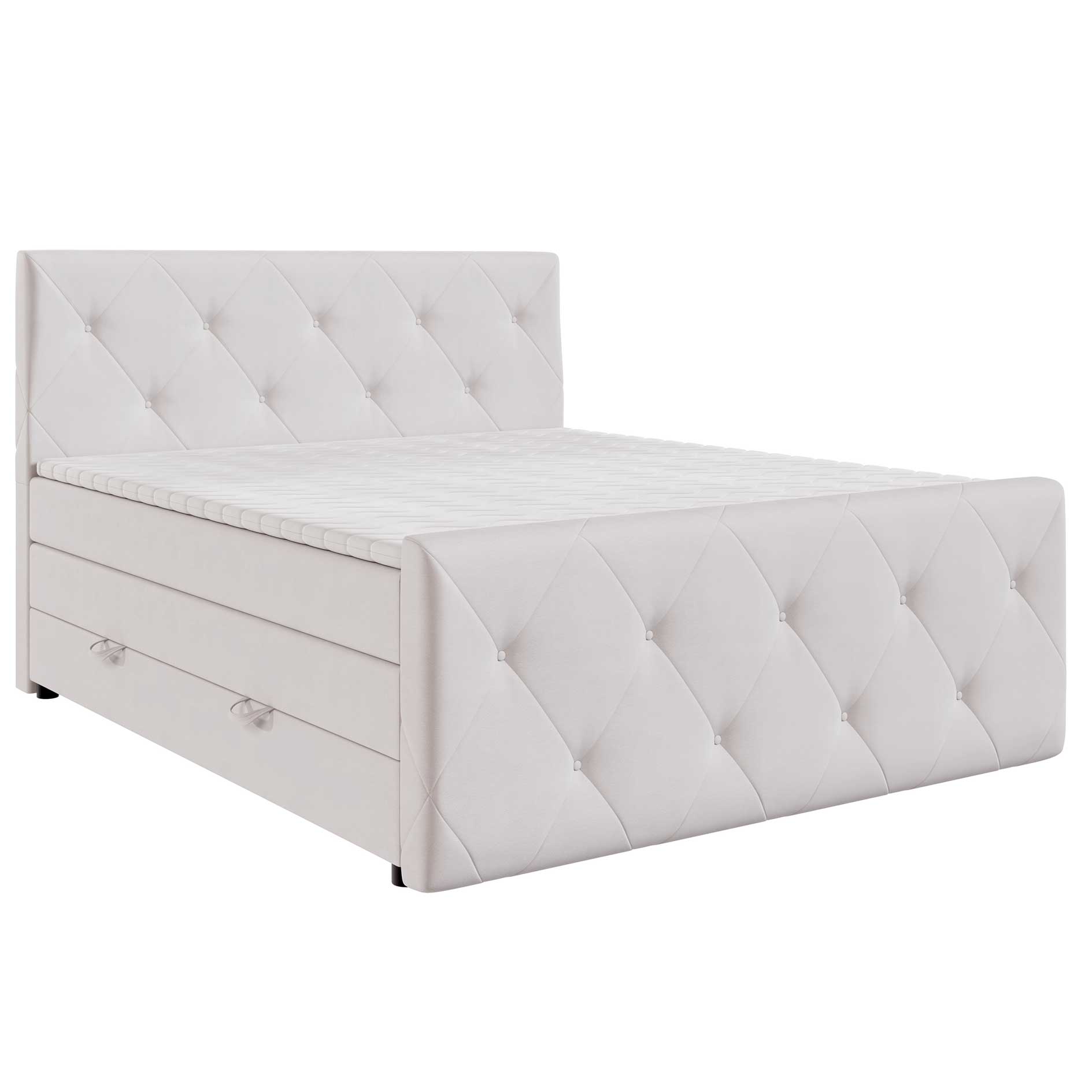 Boxspringbett - silber - H3 - mit Bettkasten - 140x200 cm