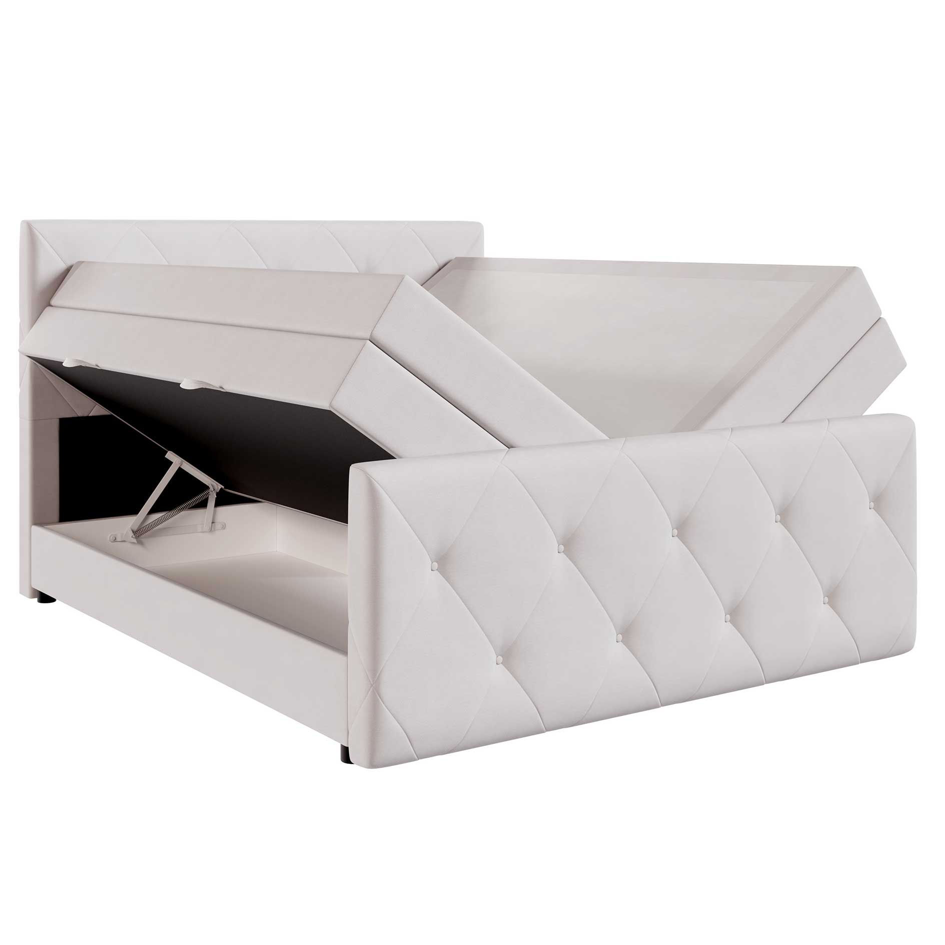Boxspringbett - silber - H3 - mit Bettkasten - 180x200 cm 