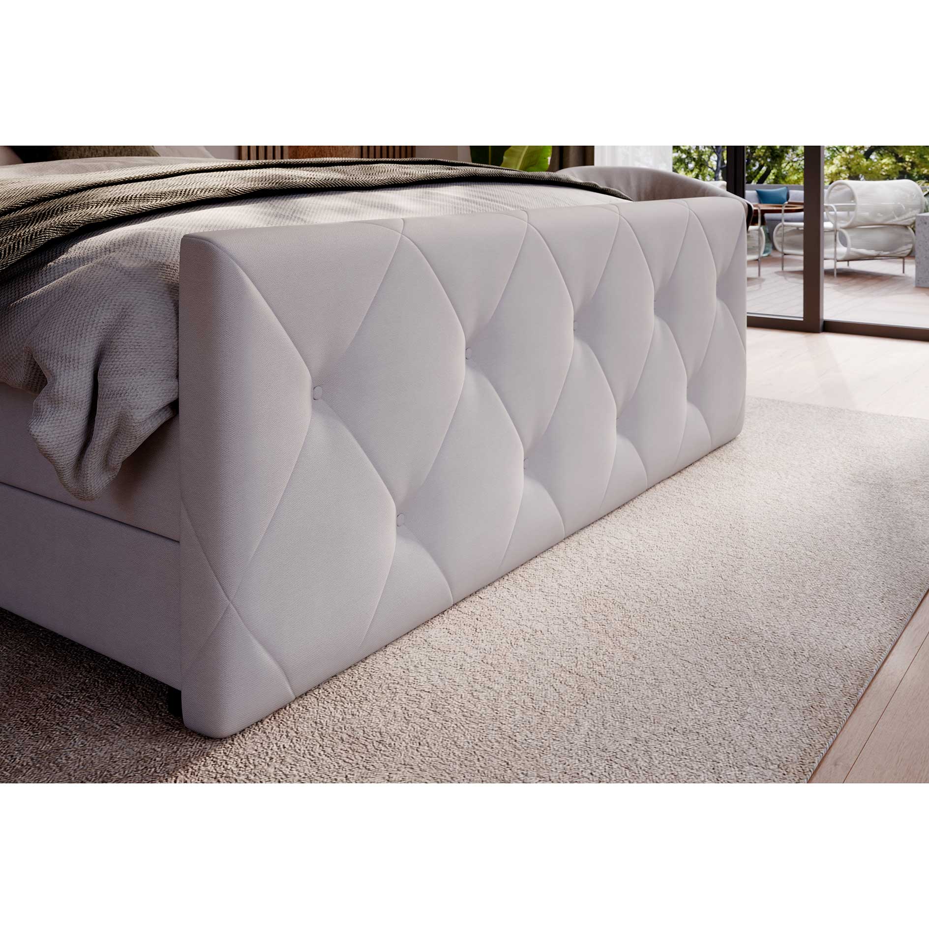 Boxspringbett - silber - H3 - mit Bettkasten - 180x200 cm 
