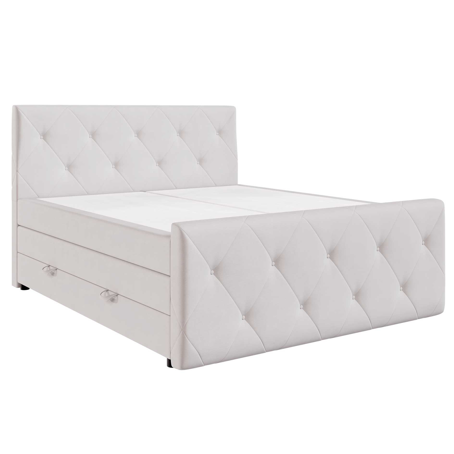 Boxspringbett - silber - H3 - mit Bettkasten - 180x200 cm 