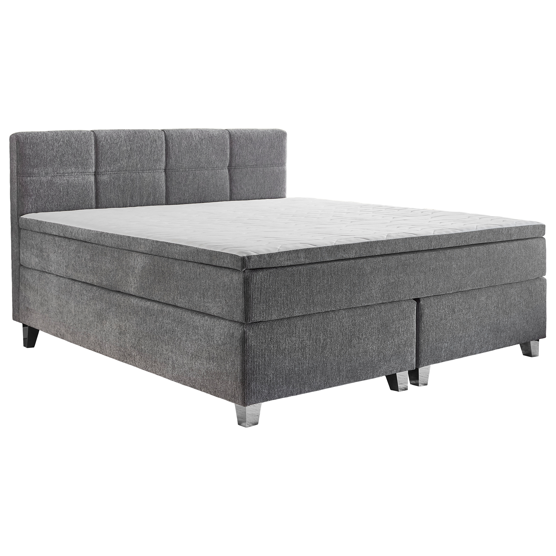 Boxspringbett - silber - H3 - mit Matratze und Topper - 180x200 cm