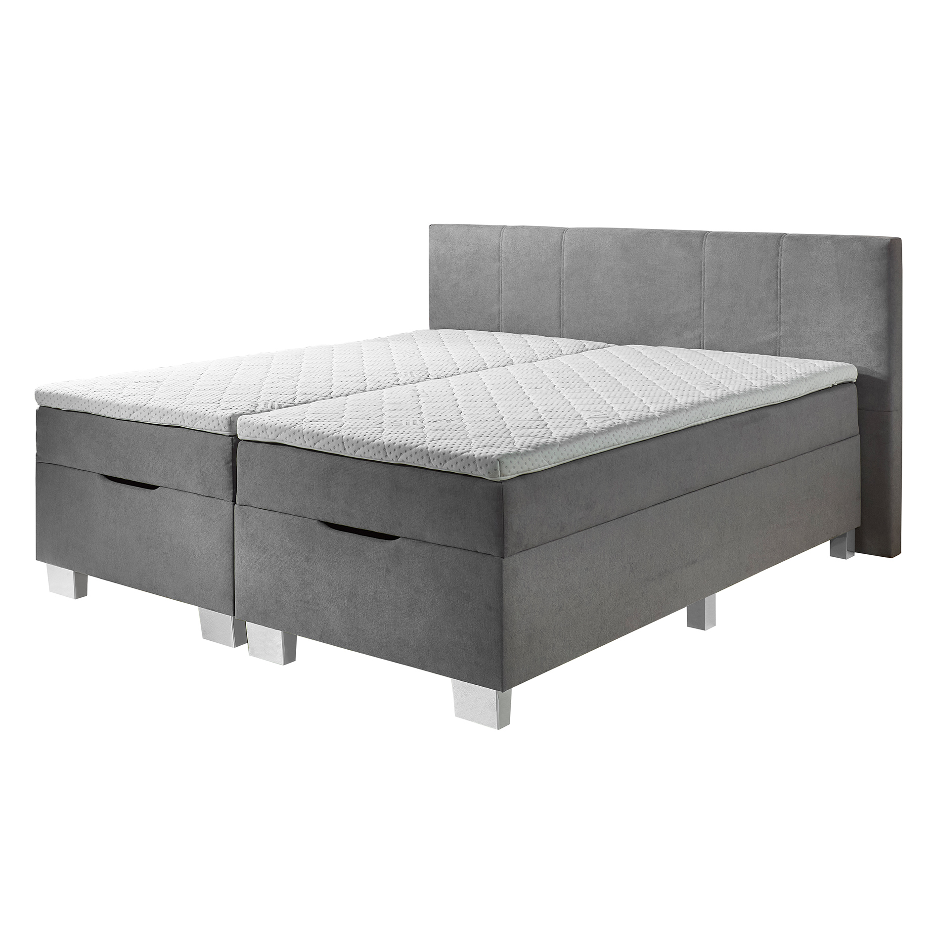 Boxspringbett - silber - H3 - mit Matratze und Topper - 180x200 cm