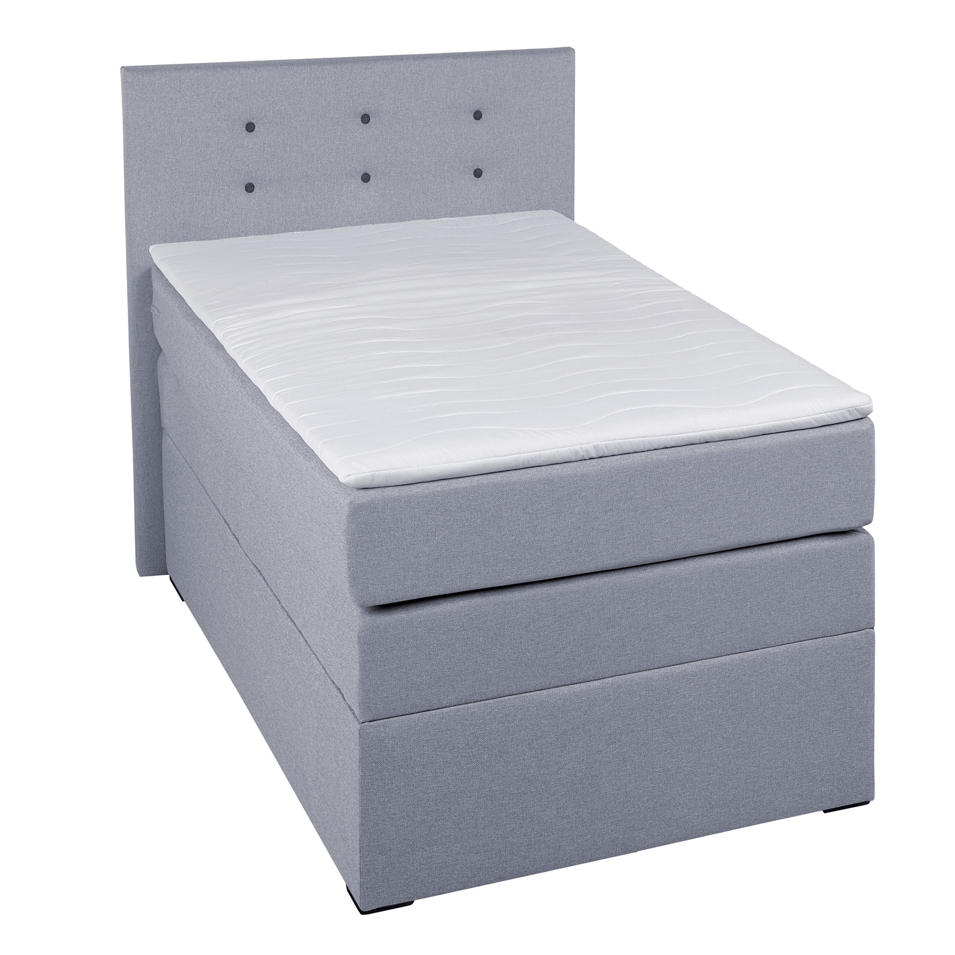 Boxspringbett - silber - H3 - mit Topper - 90x200 cm