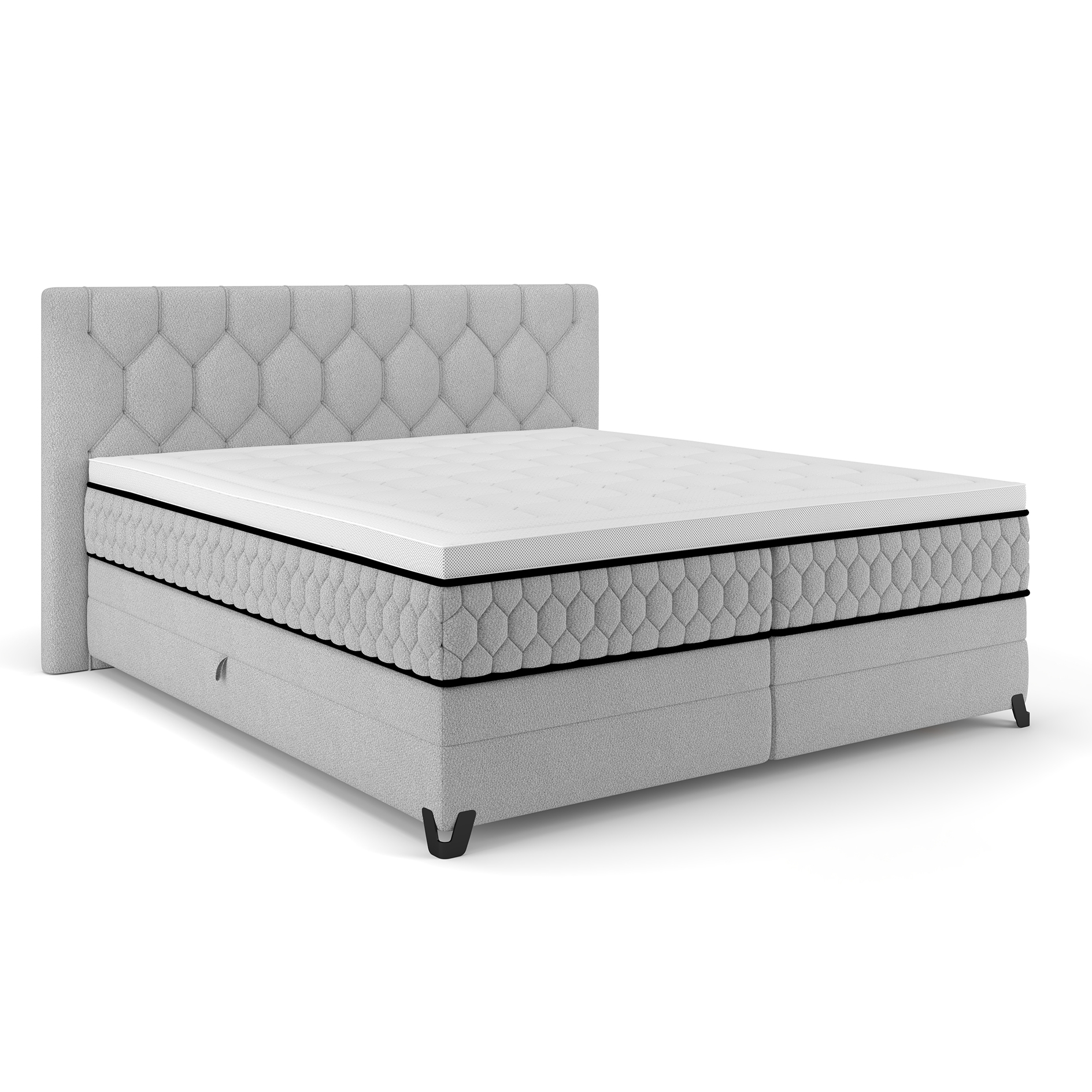 Boxspringbett - silber - mit Bettkasten - H2/H3 - 160x200 cm